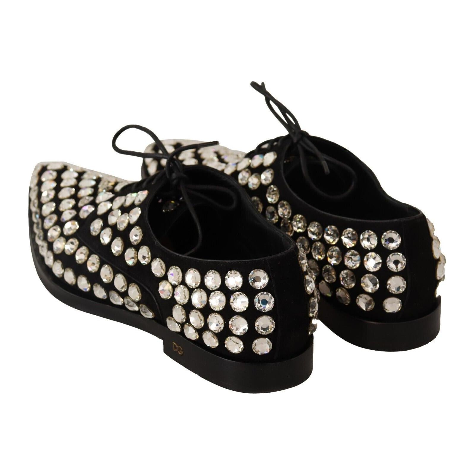 Elegant Crystal-Embellished Lace-Up Flats