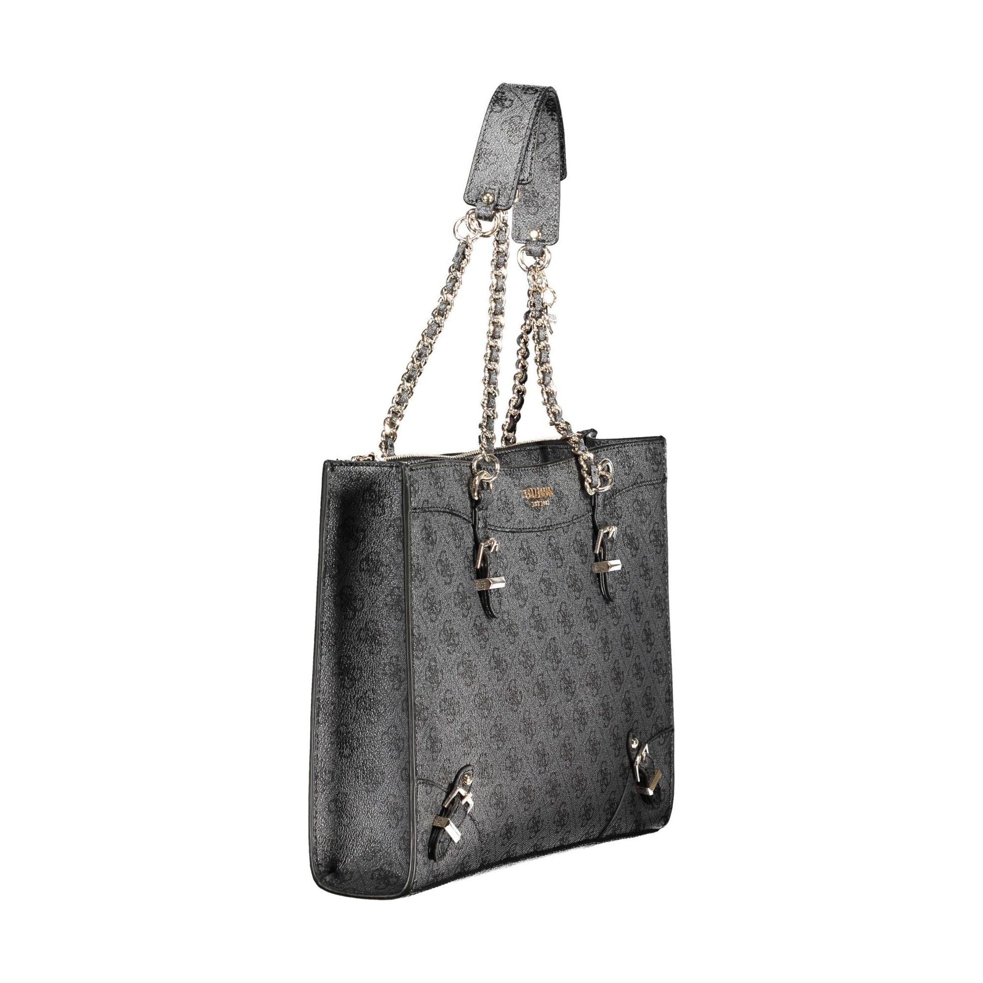 Chic Black Chain Handled Shoulder Bag