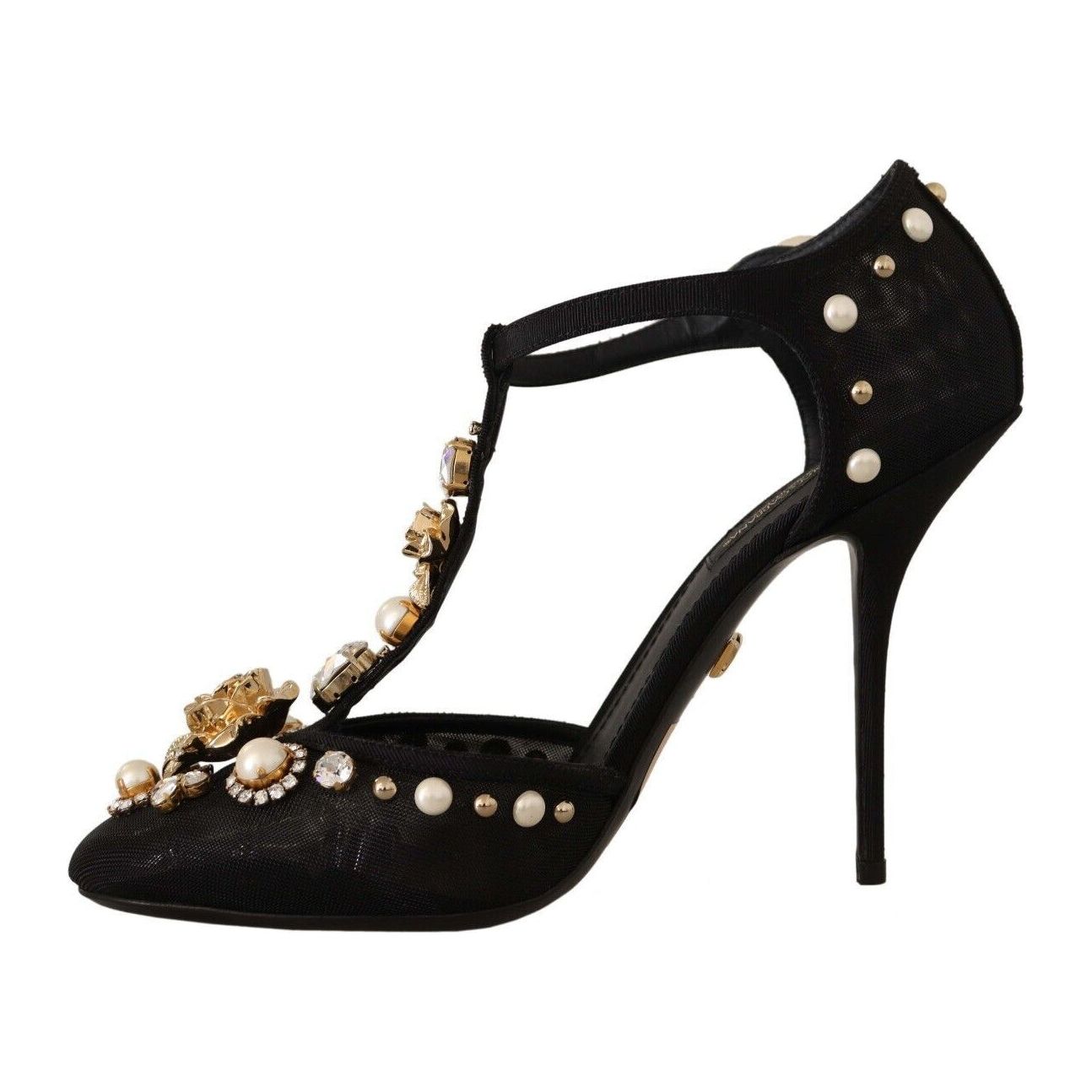 Elegant Embellished T-Strap Heels Sandals