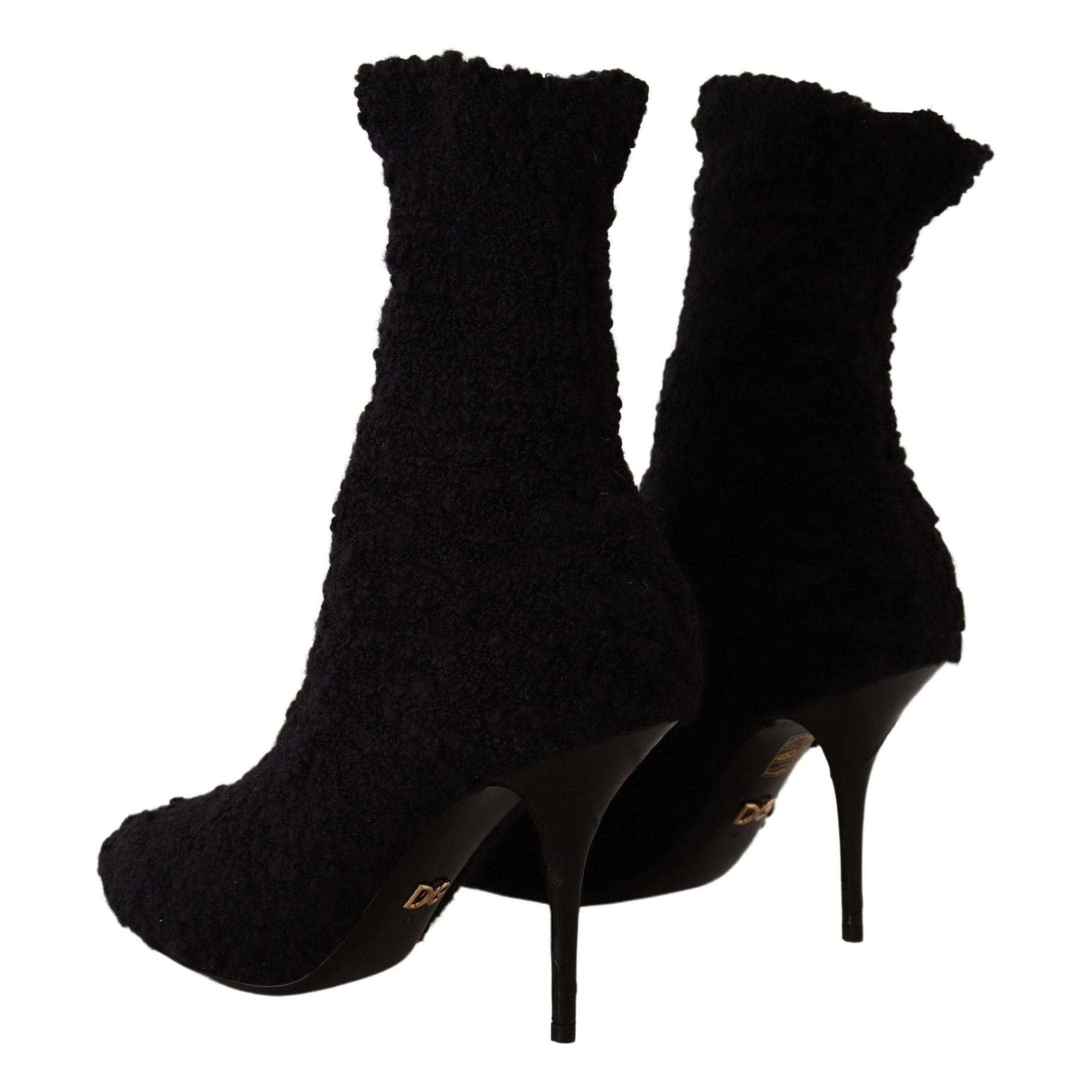 Elegant Black Mid-Calf Viscose Boots