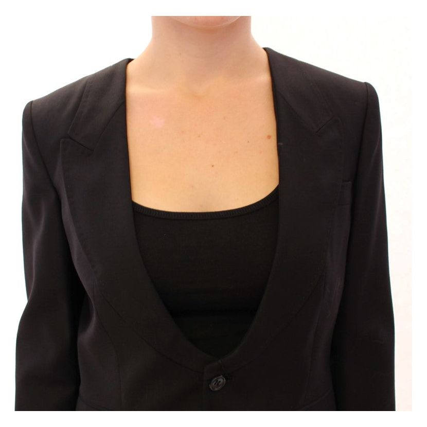 Elegant Silk-Blend Black Blazer with Scarf Back Detail