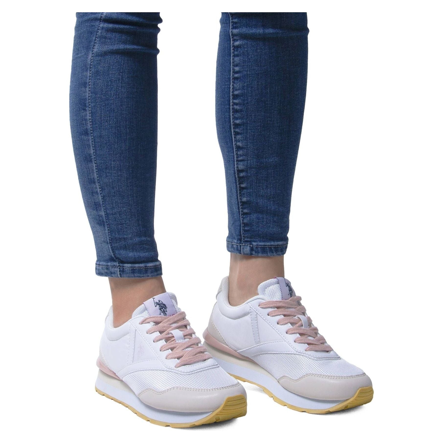 Chic White Lace-Up Sneakers with Logo Detail