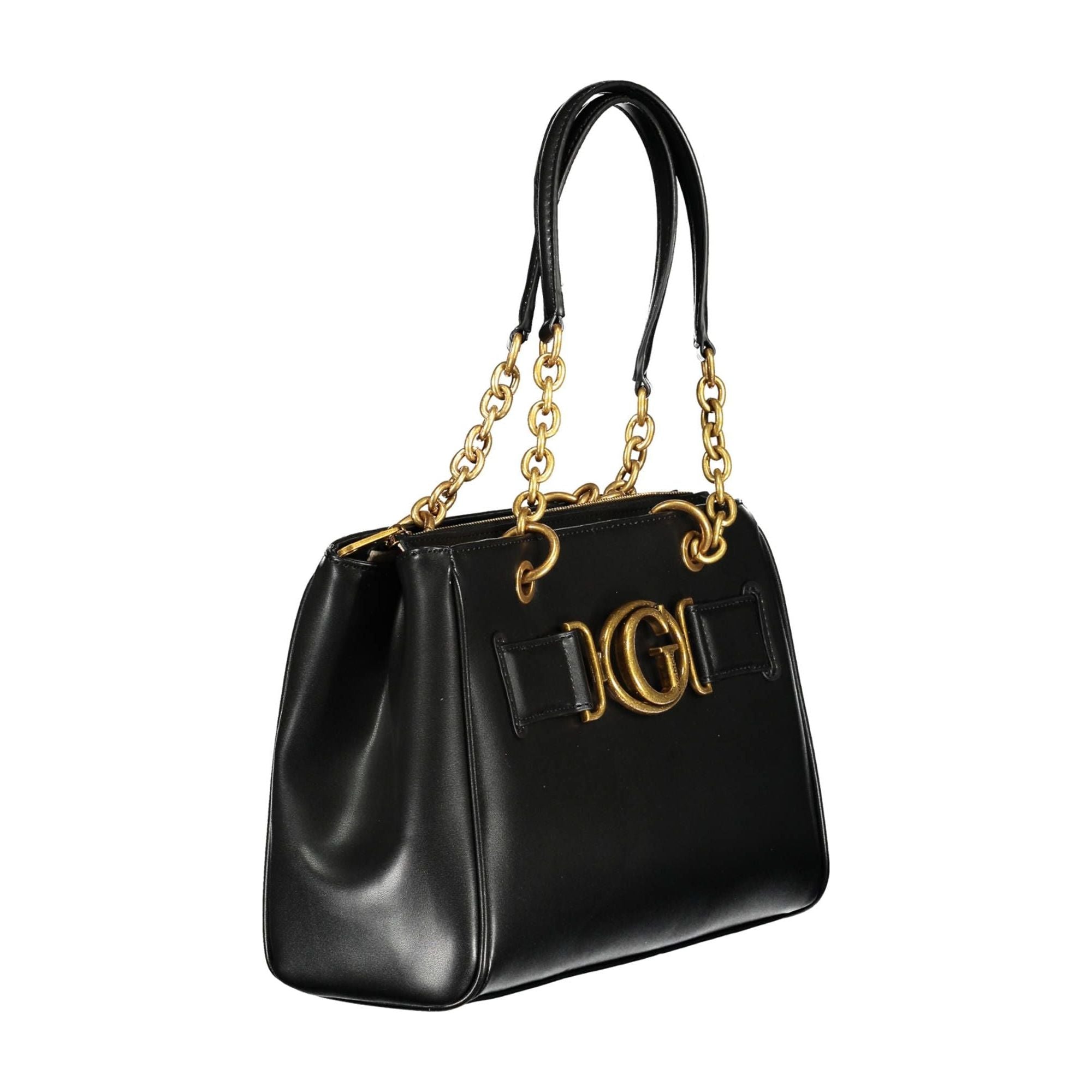 Chic Black Contrasting Detail Dual-Handle Bag