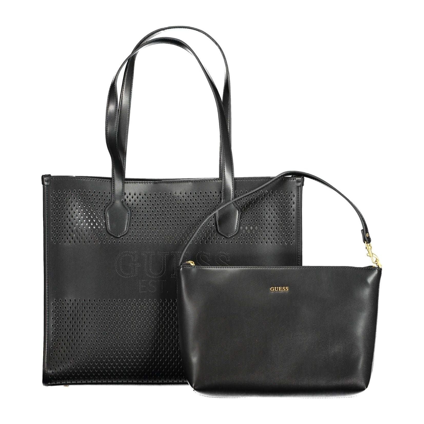 Chic Black Convertible Shoulder Bag with Pochette