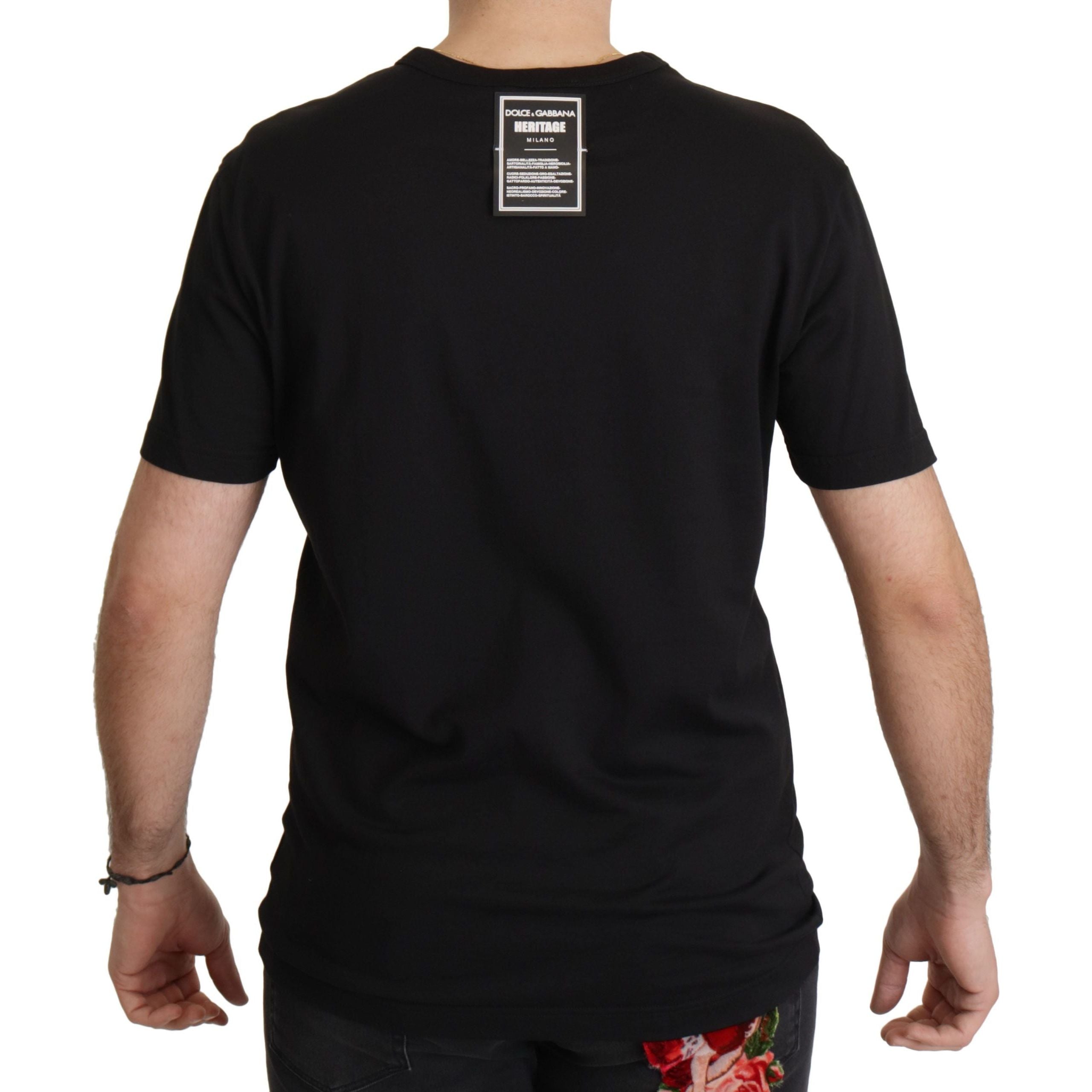 Elegant Black Baroque Crewneck Tee