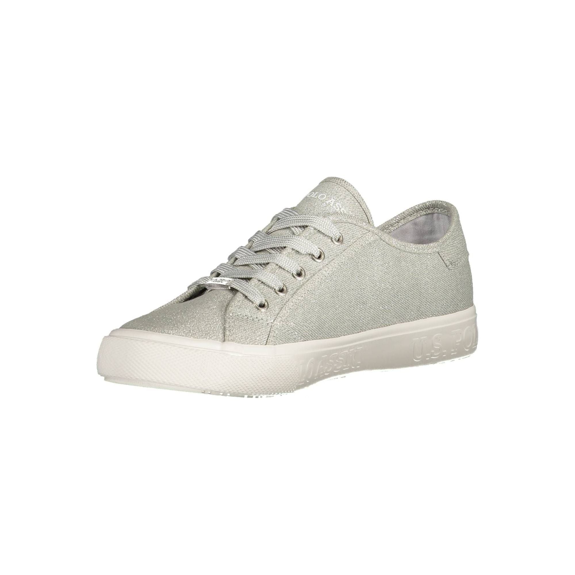 Silver Lace-up Sporty Sneakers for Modern Women