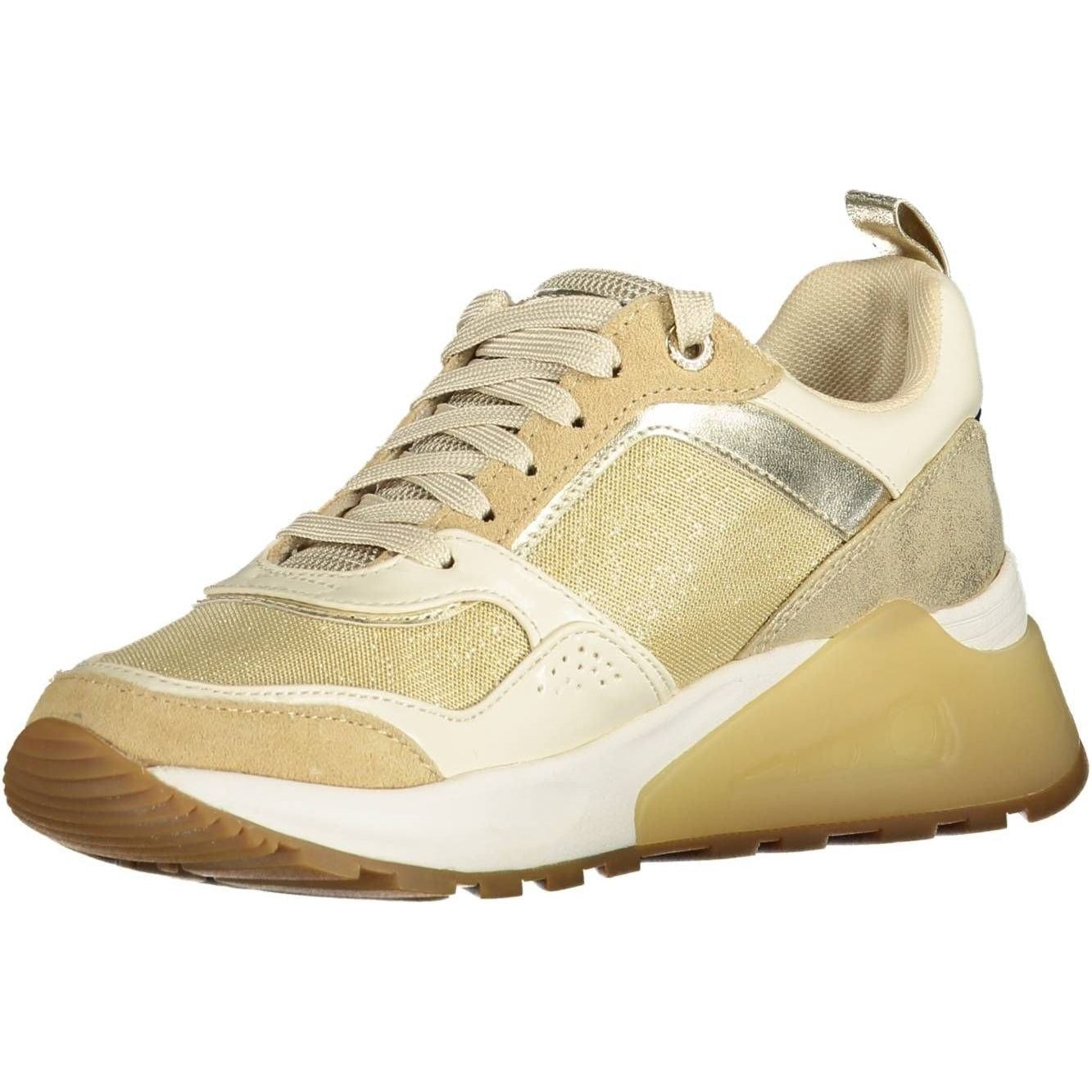 Elegant Gold-Tone Sports Sneakers with Laces