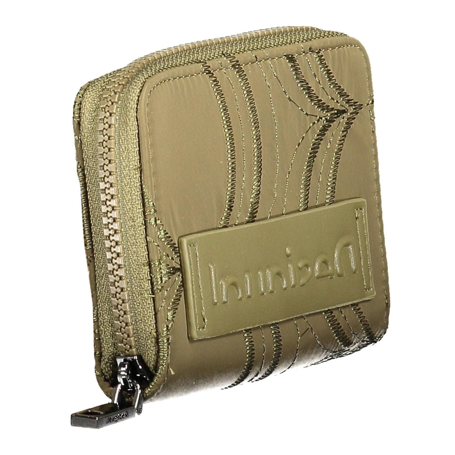 Elegant Green Zip Wallet with Contrasting Details