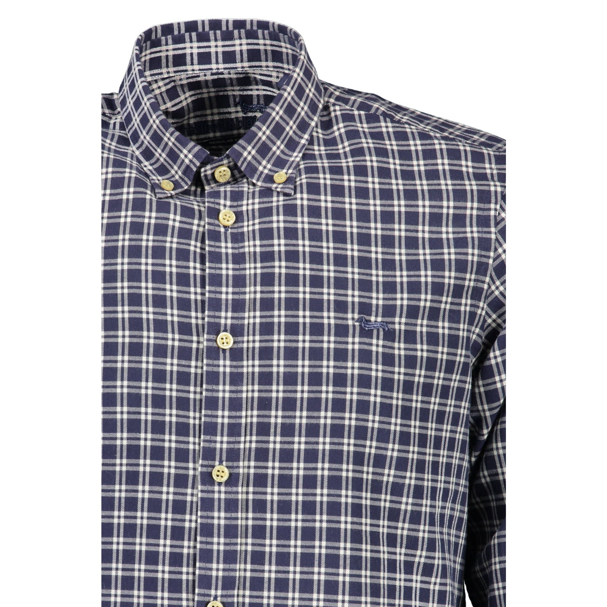 Elegant Blue Cotton Shirt with Contrasting Cuffs