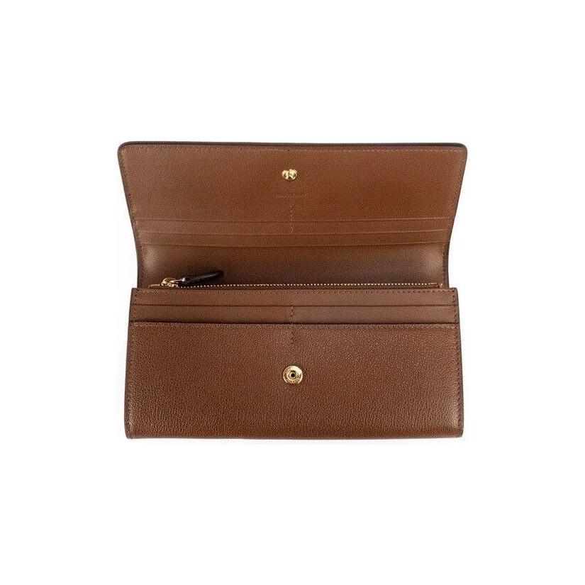 Porter Tan Grained Leather Embossed Continental Clutch Flap Wallet Brown