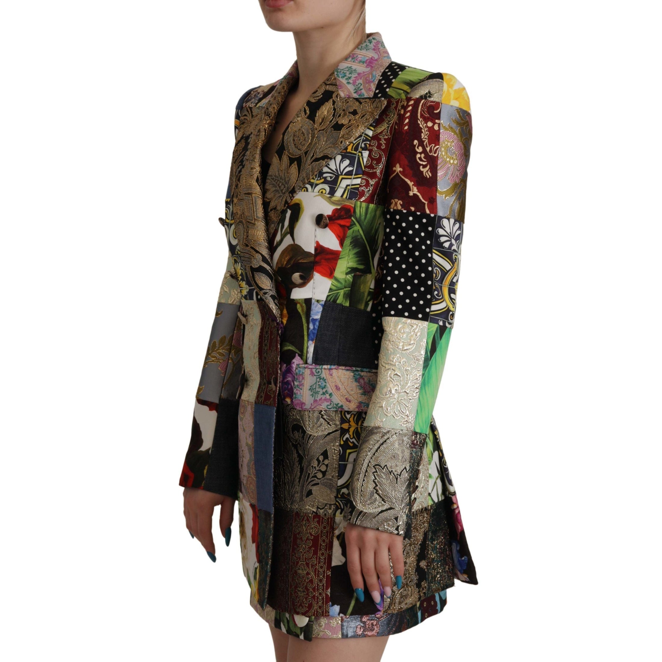 Elegant Multicolor Patchwork Blazer Jacket