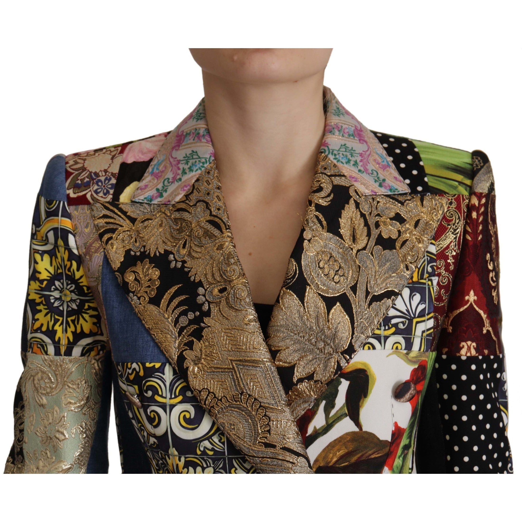 Elegant Multicolor Patchwork Blazer Jacket