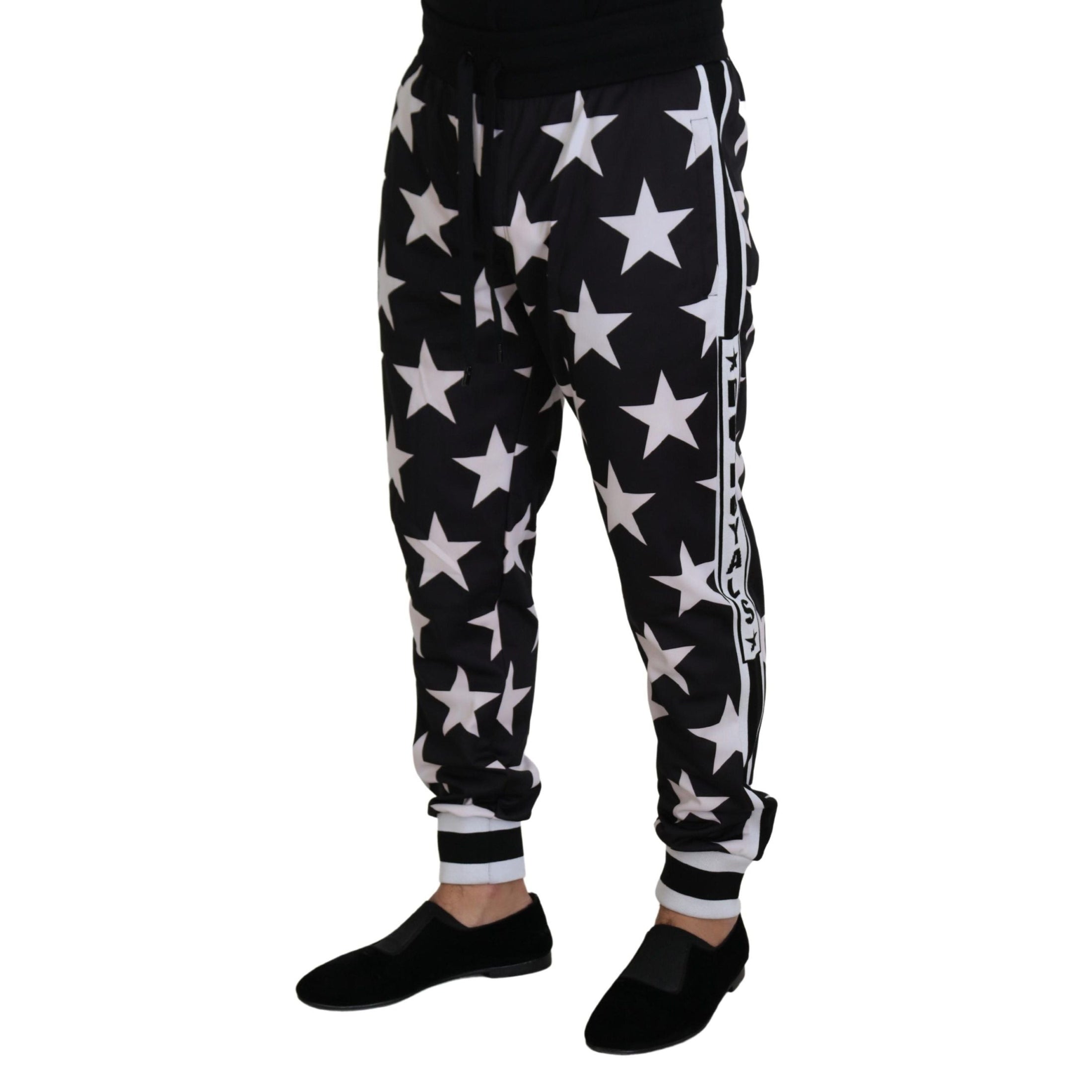 Star Print Casual Sweatpants with Logo Detail