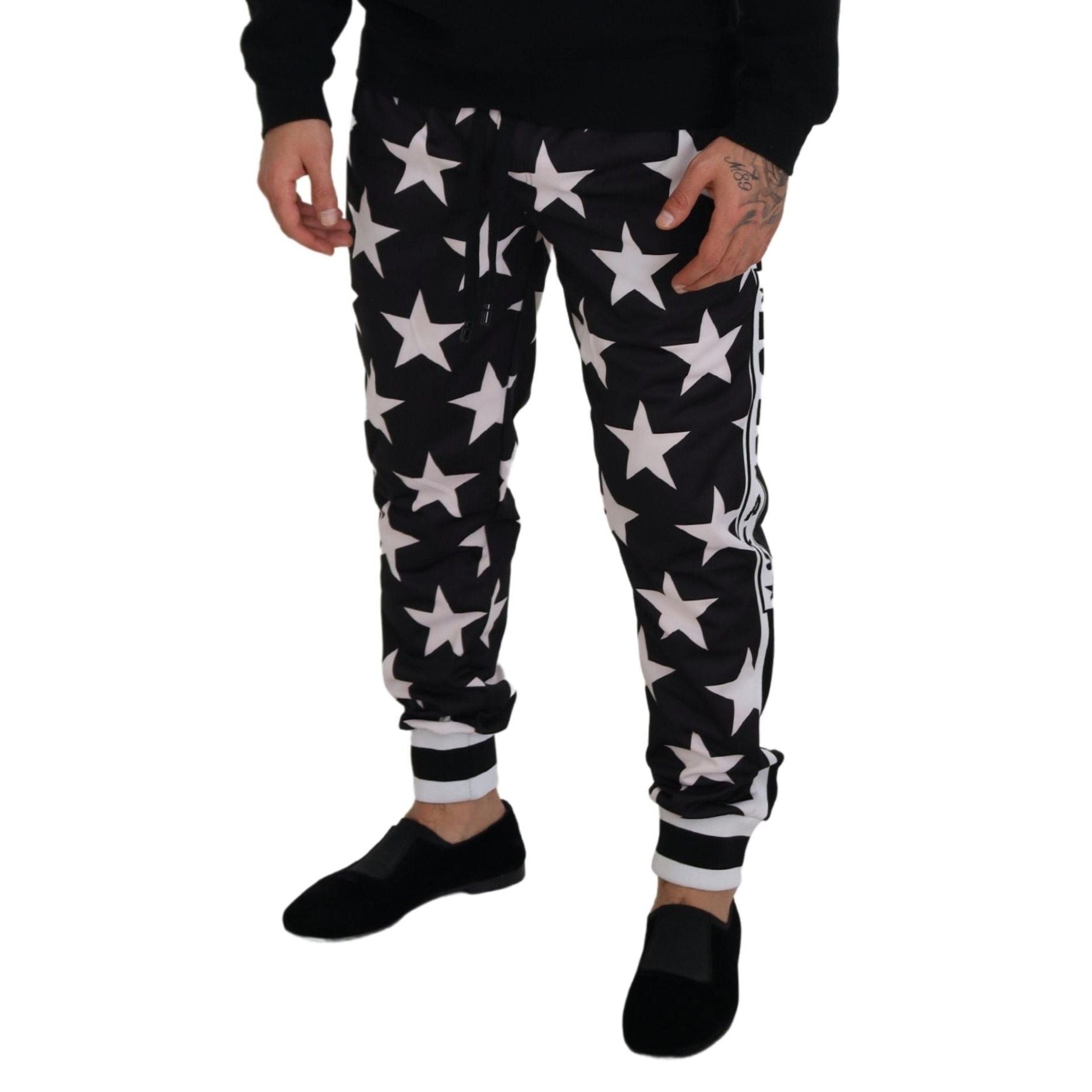 Star Print Casual Sweatpants with Logo Detail