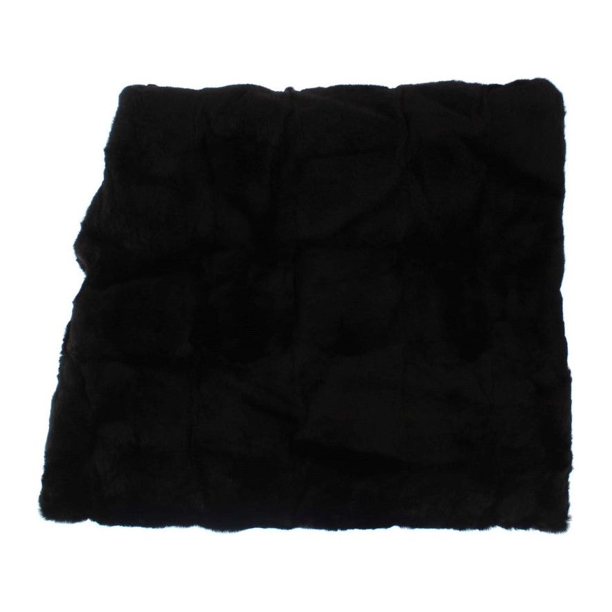 Chic Black Weasel Fur Hooded Scarf Wrap