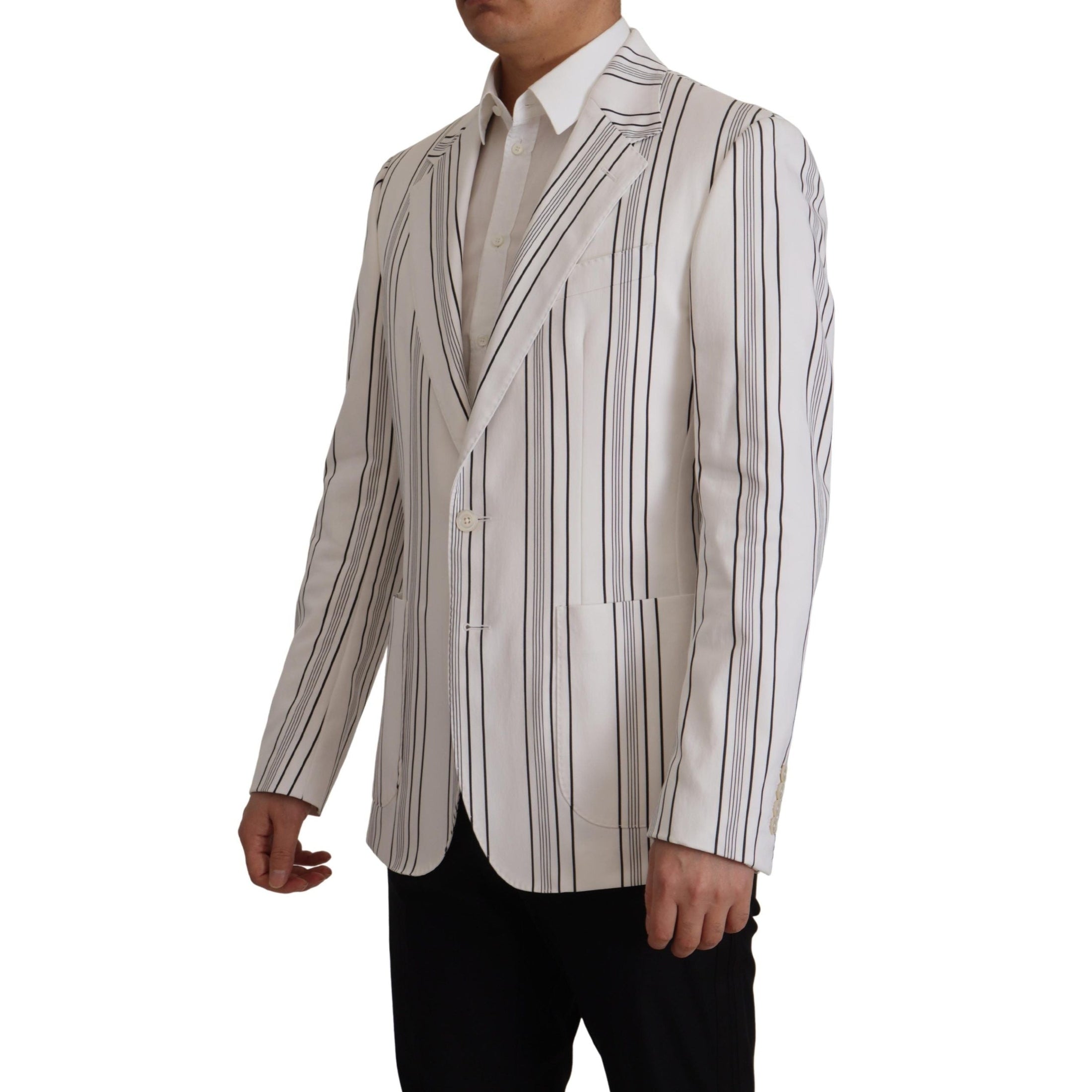 Elegant Striped Cotton Blend Blazer