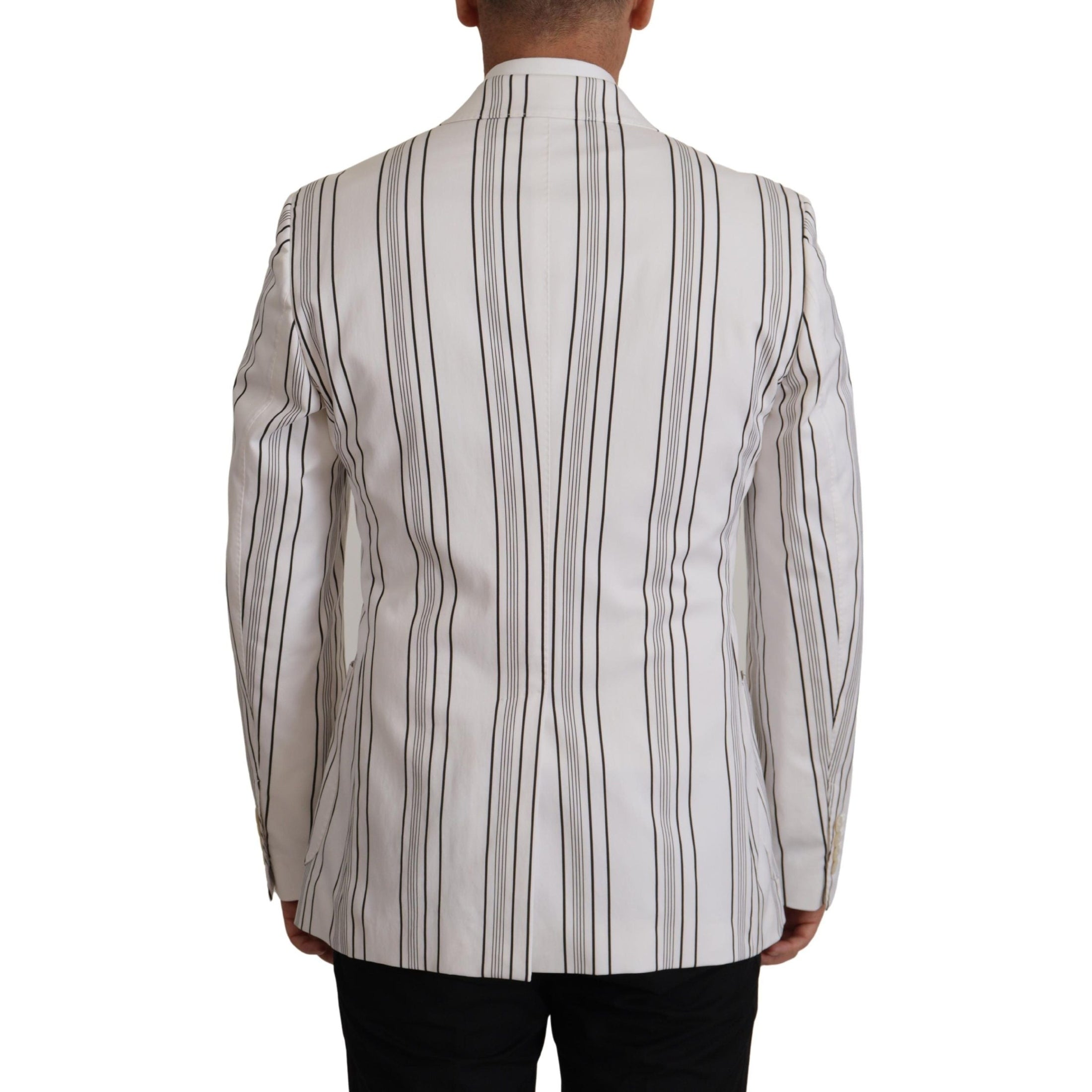 Elegant Striped Cotton Blend Blazer