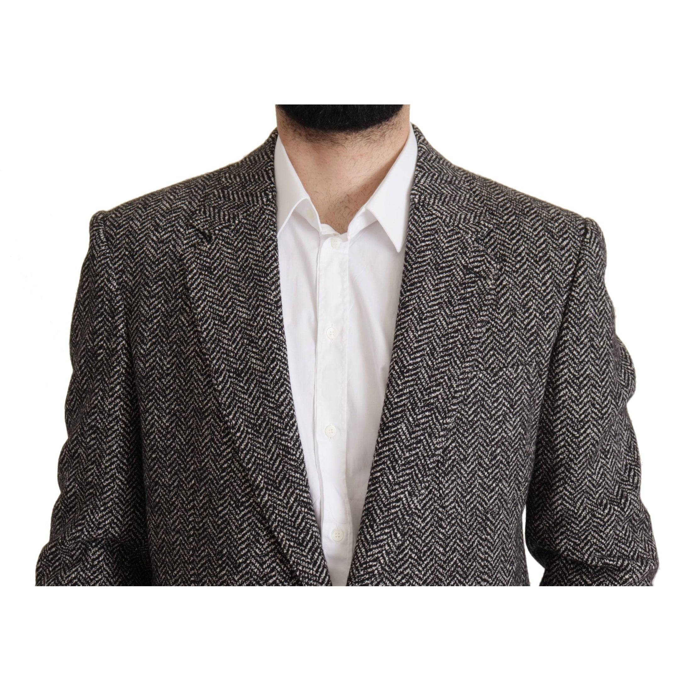 Exquisite Gray Herringbone Blazer Jacket