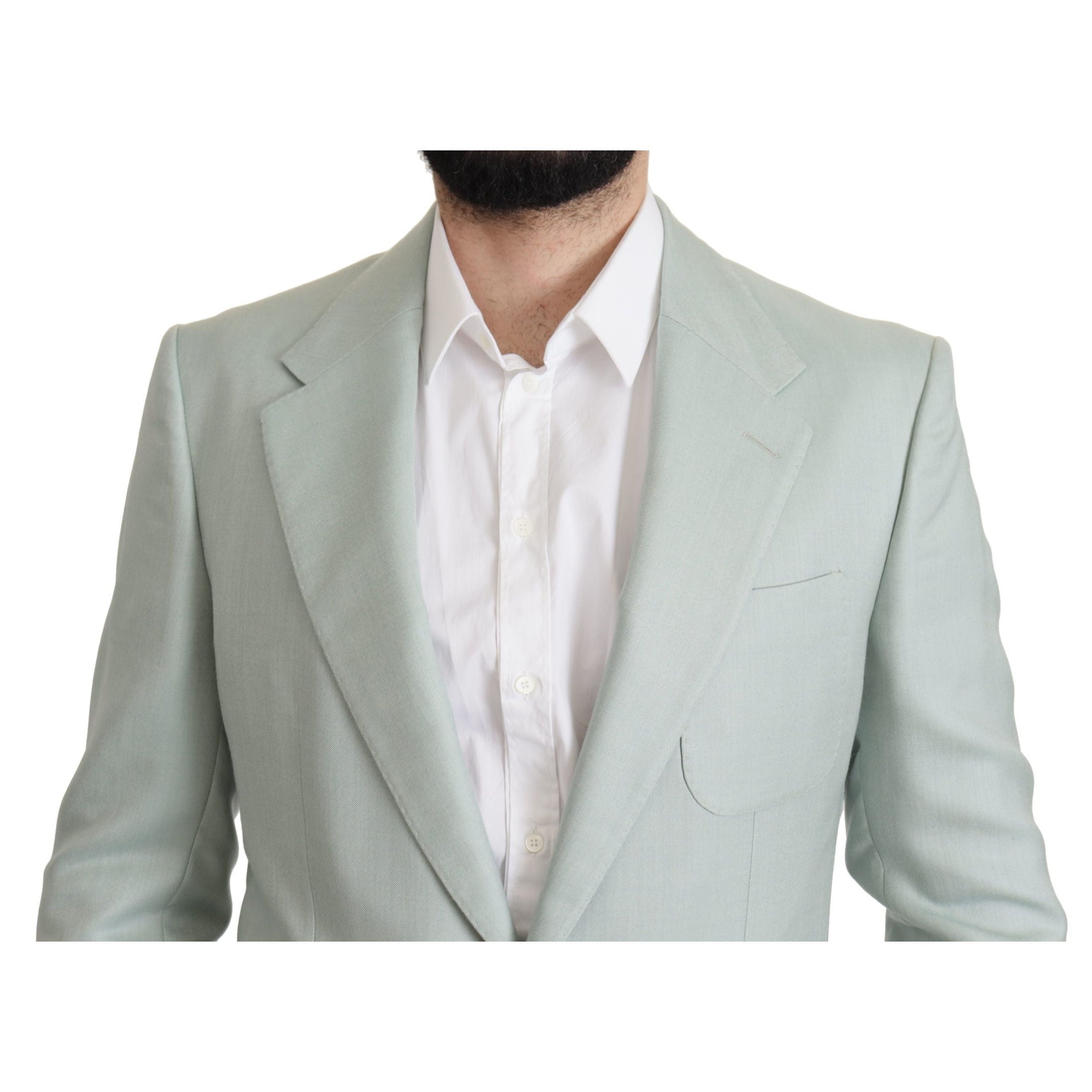 Elegant Mint Green Silk-Cashmere Blazer