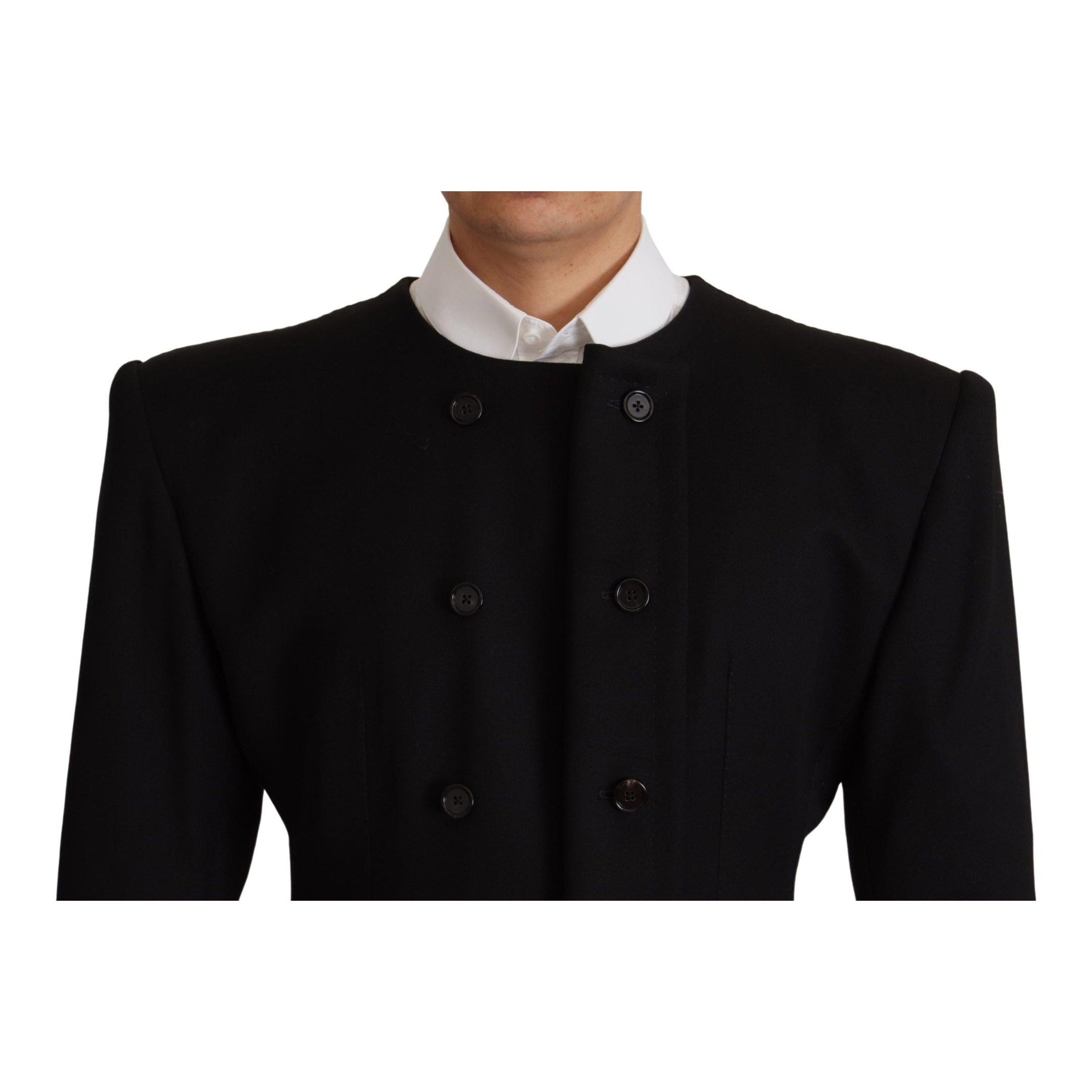 Elegant Slim Fit Double Breasted Wool Blazer