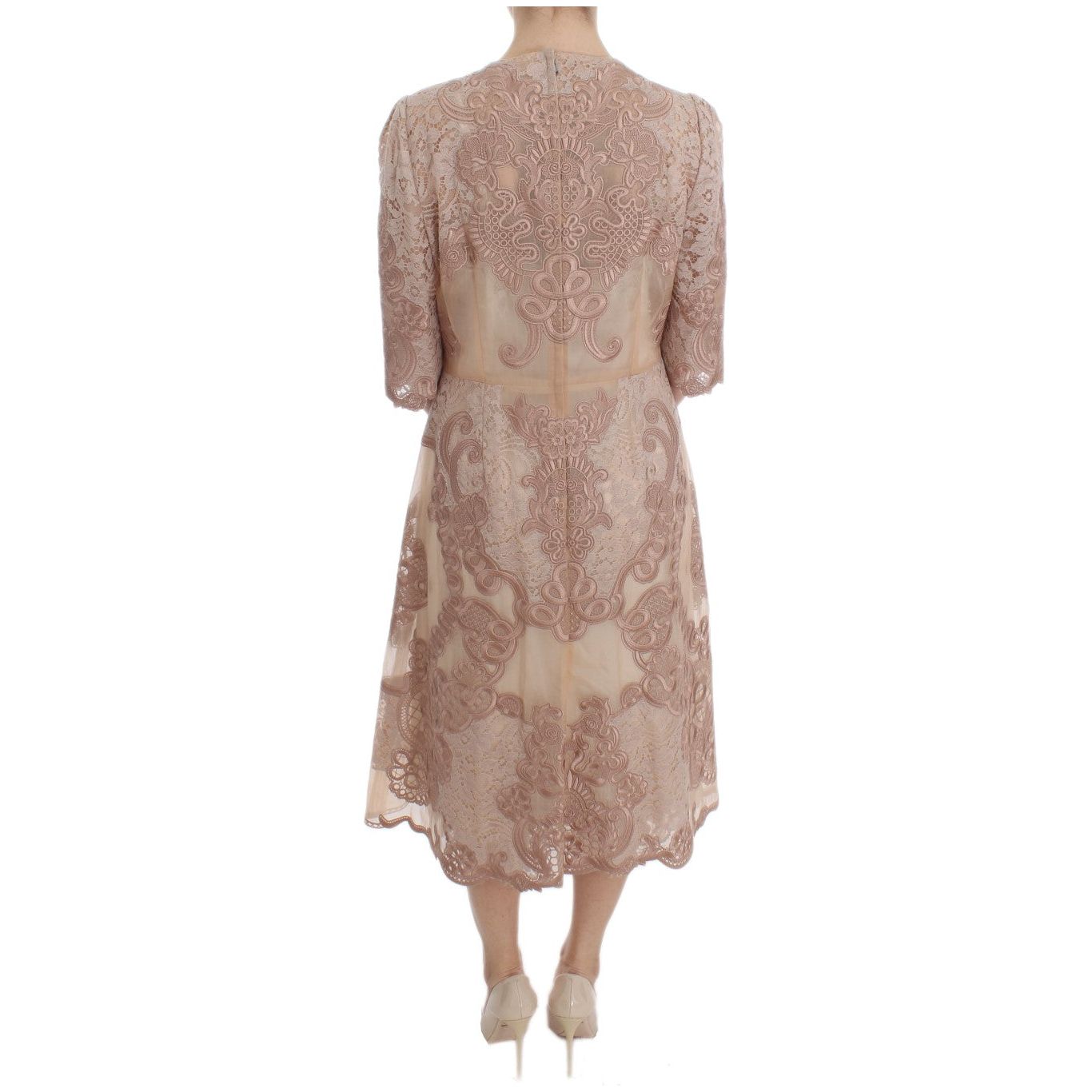 Elegant Pink Lace Embroidered Shift Dress