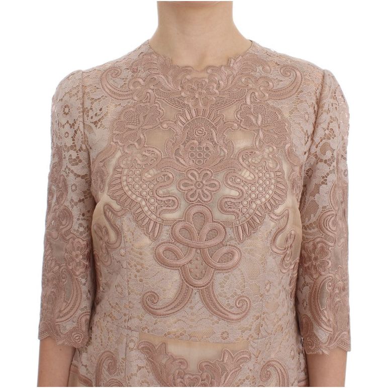 Elegant Pink Lace Embroidered Shift Dress