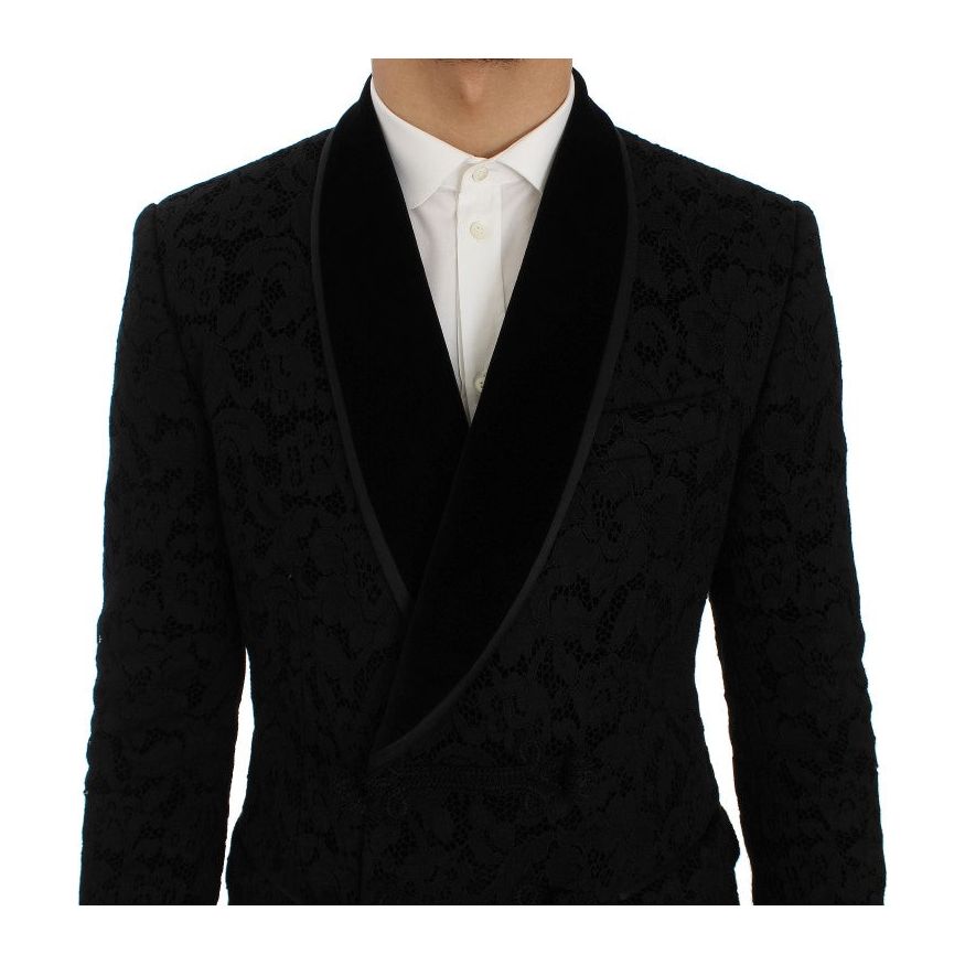 Elegant Slim Fit Black Silk-Blend Blazer