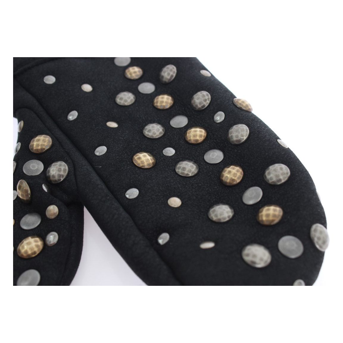 Elegant Studded Gray Wool Gloves