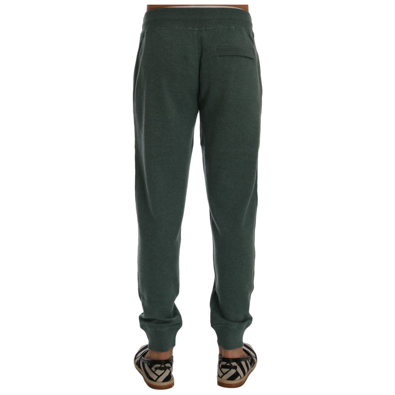 Elegant Green Cashmere Sport Pants