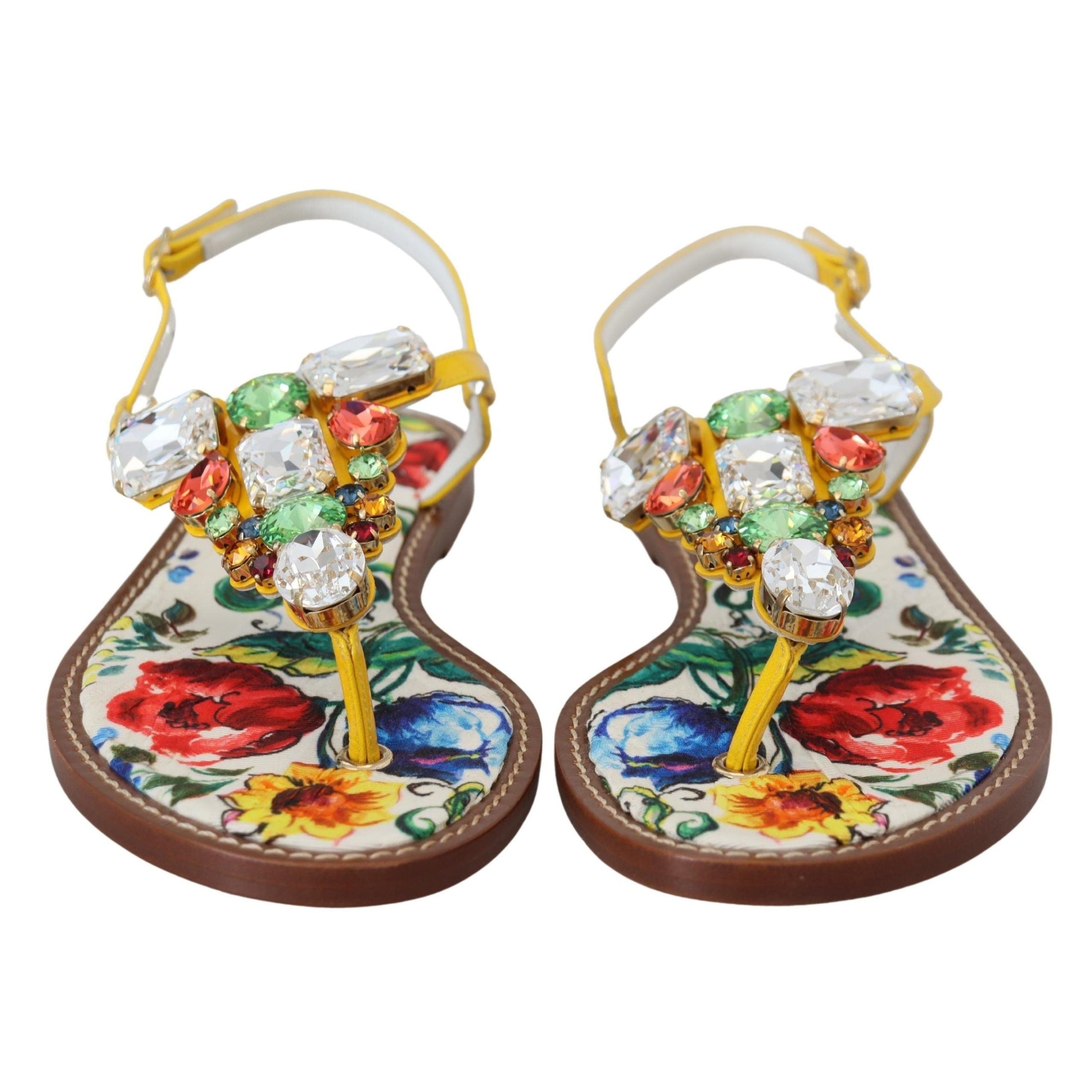 Majolica Crystal Embellished Leather Sandals