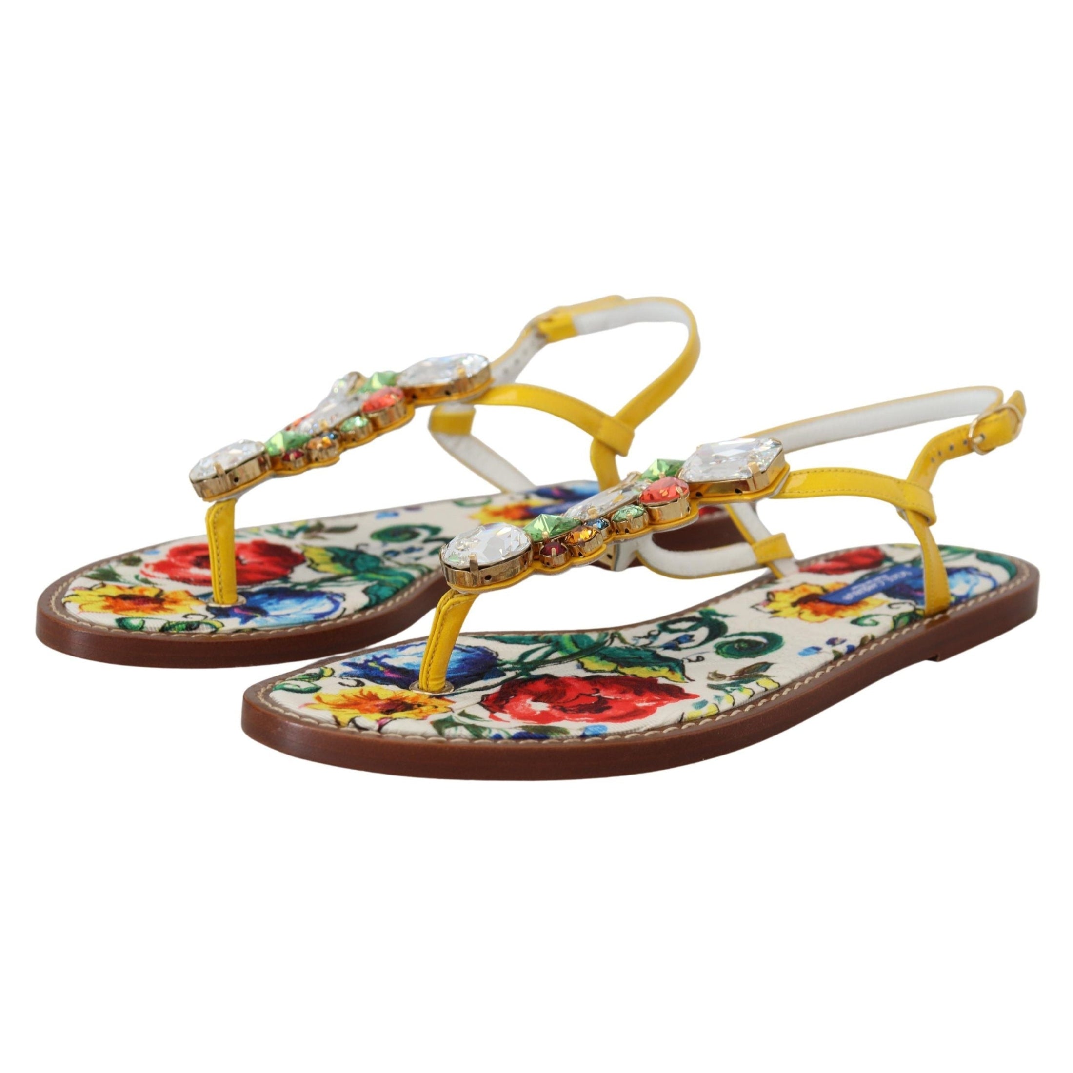 Majolica Crystal Embellished Leather Sandals