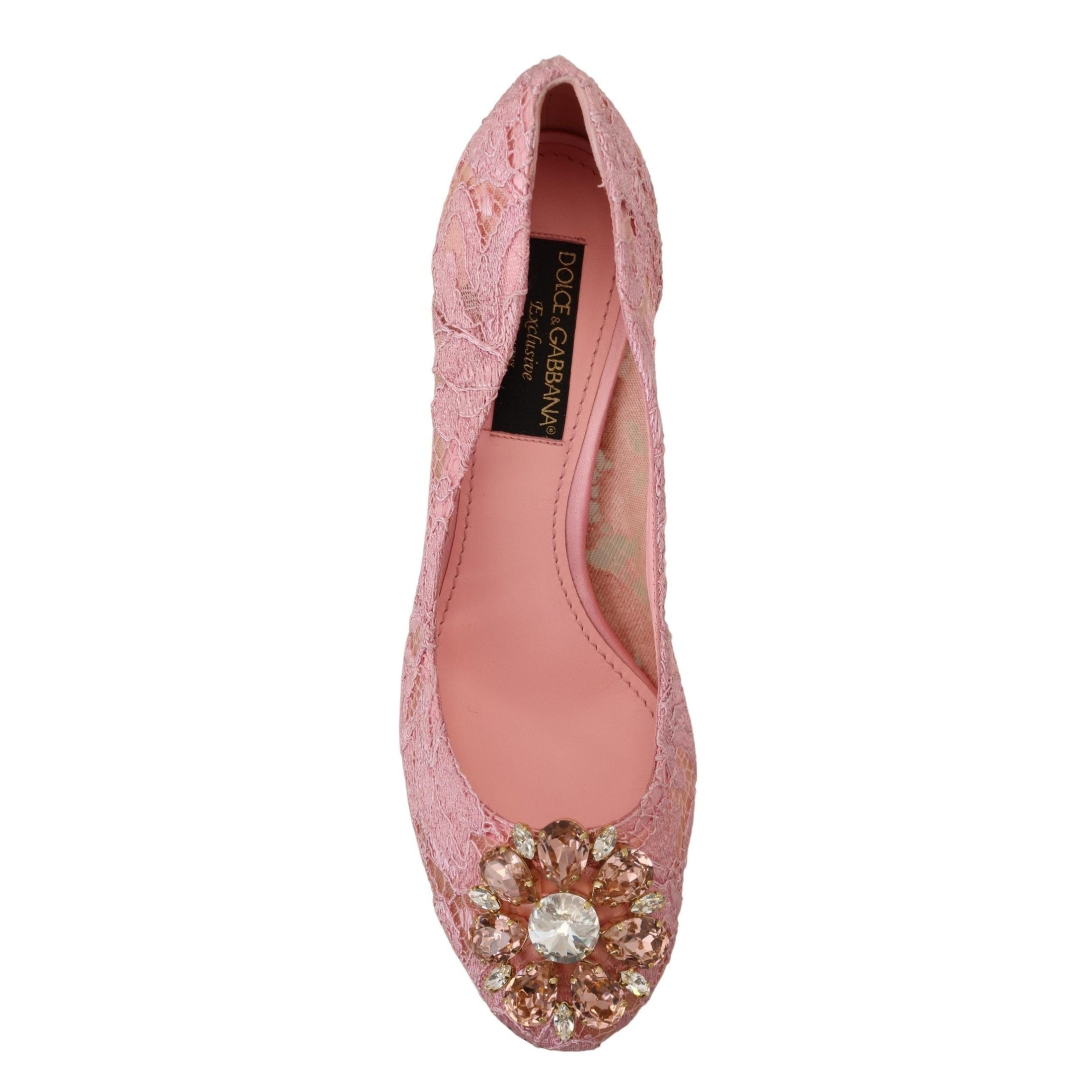 Pastel Pink Lace Crystal Embellished Pumps