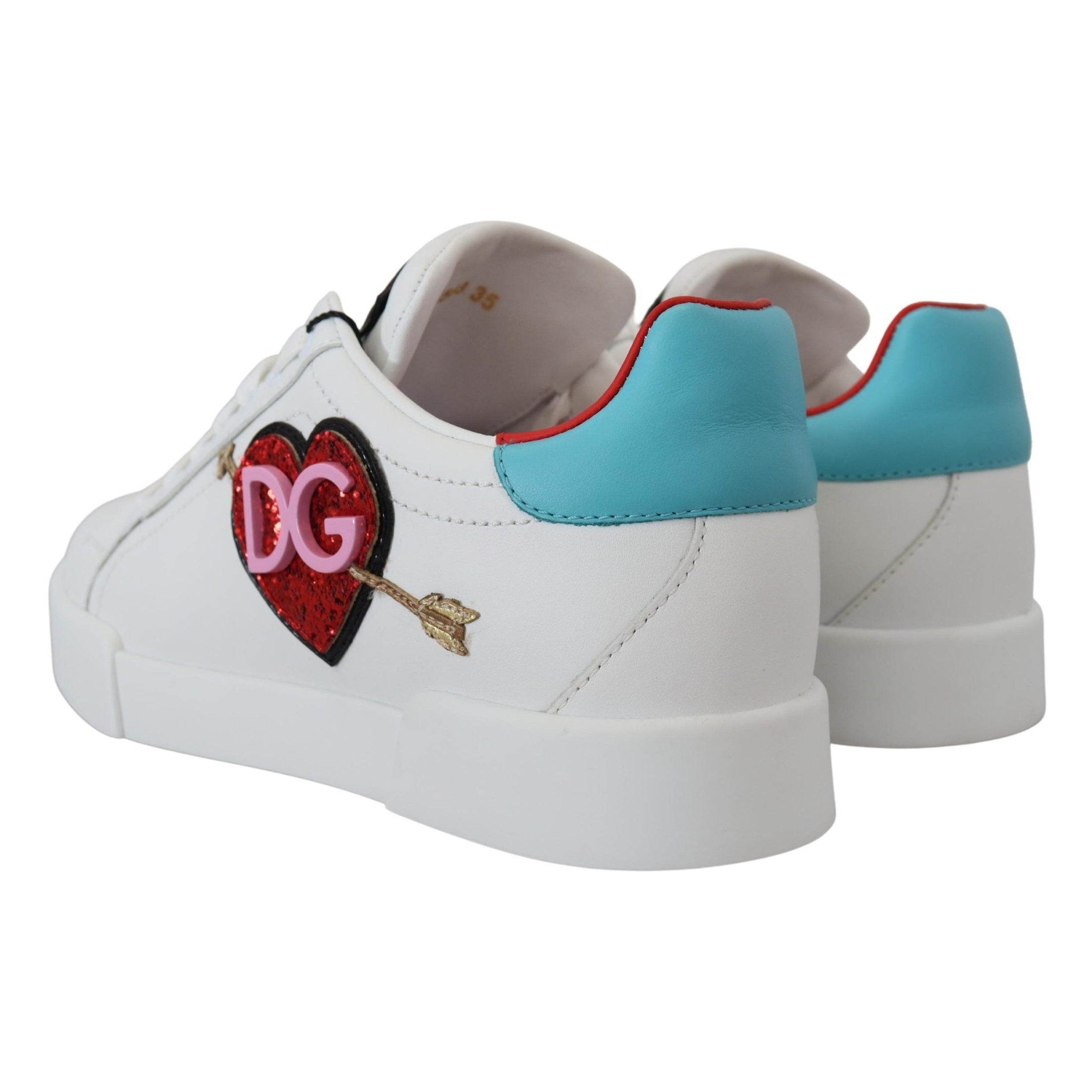 Elegant White Portofino Leather Sneakers