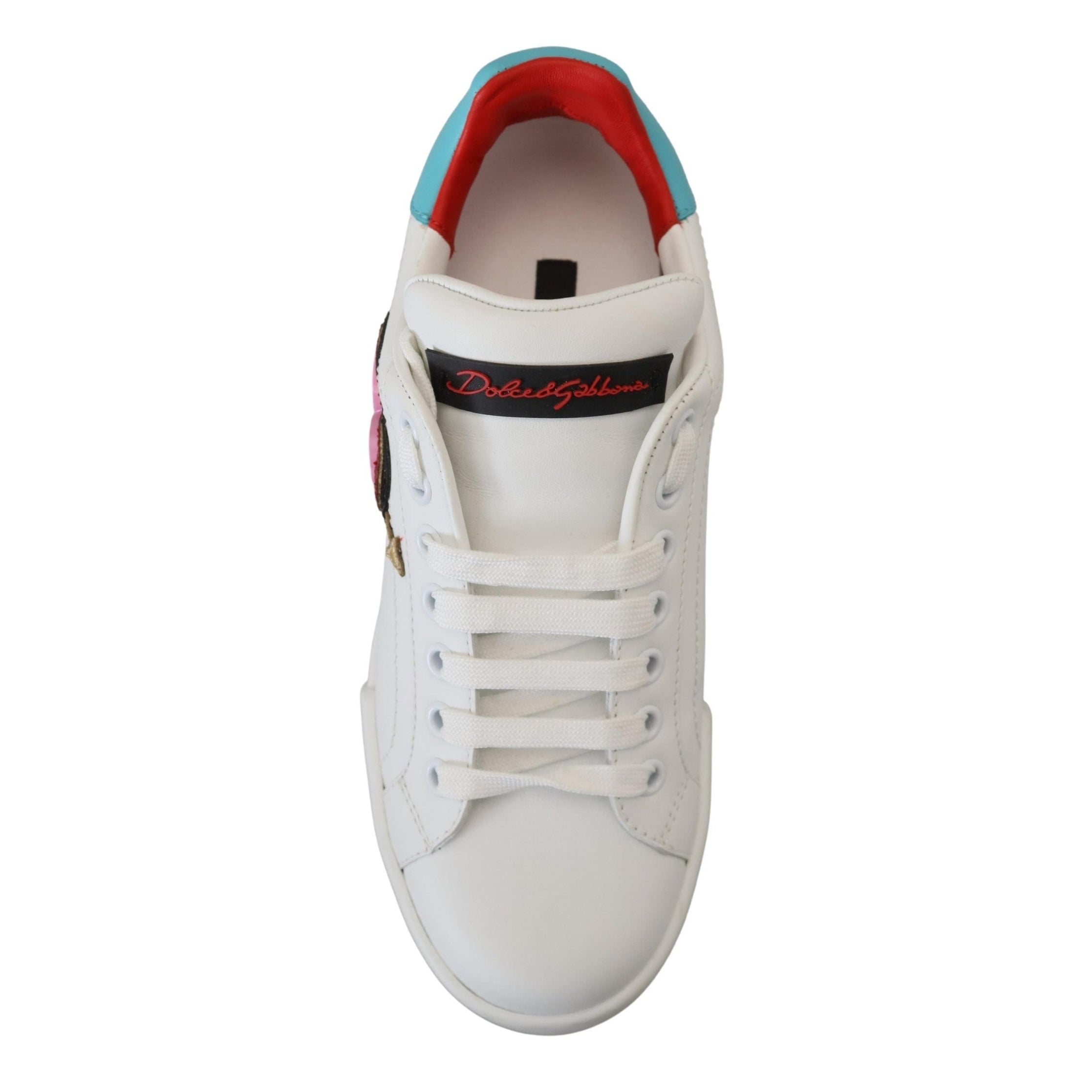 Elegant White Portofino Leather Sneakers