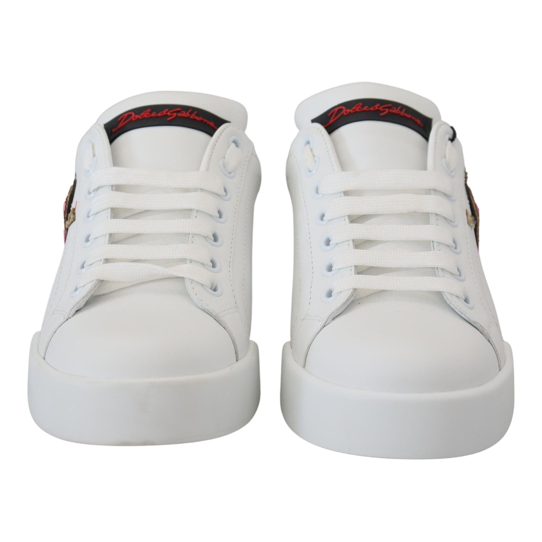 Elegant White Portofino Leather Sneakers