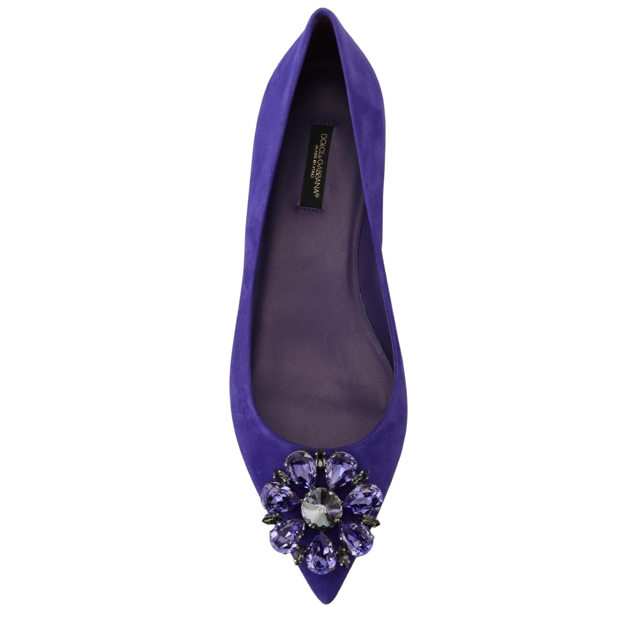 Embellished Crystal Purple Suede Flats