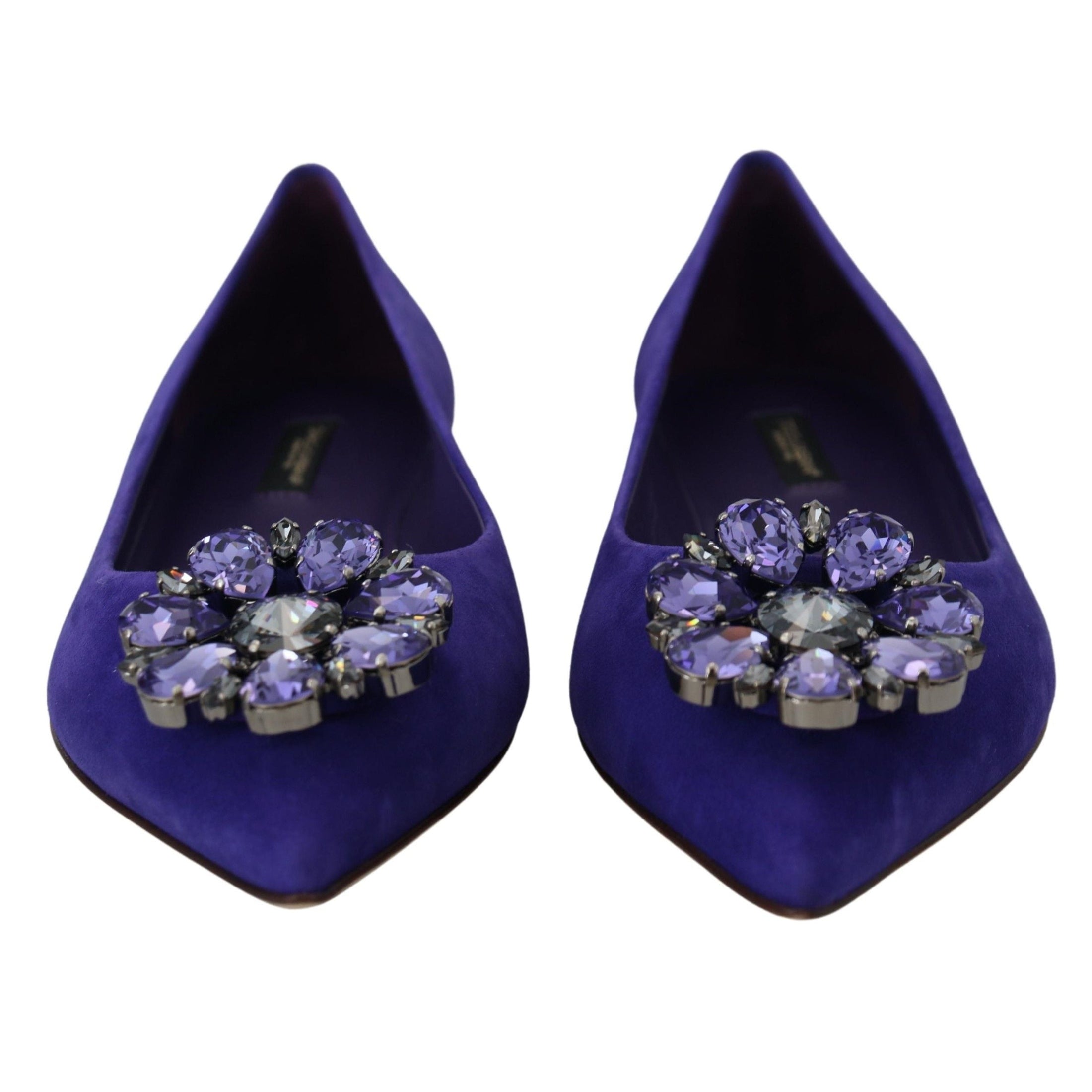 Embellished Crystal Purple Suede Flats