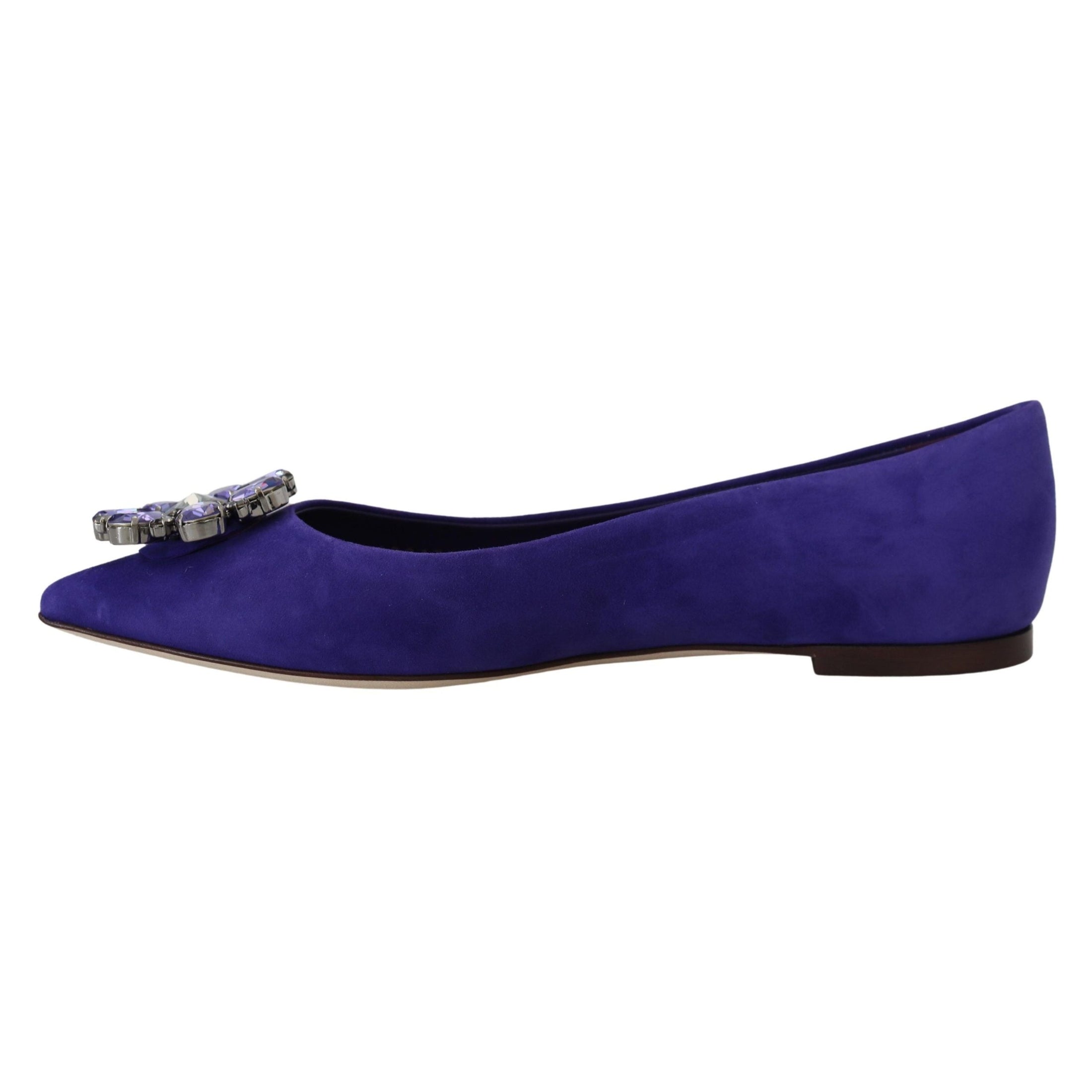 Embellished Crystal Purple Suede Flats