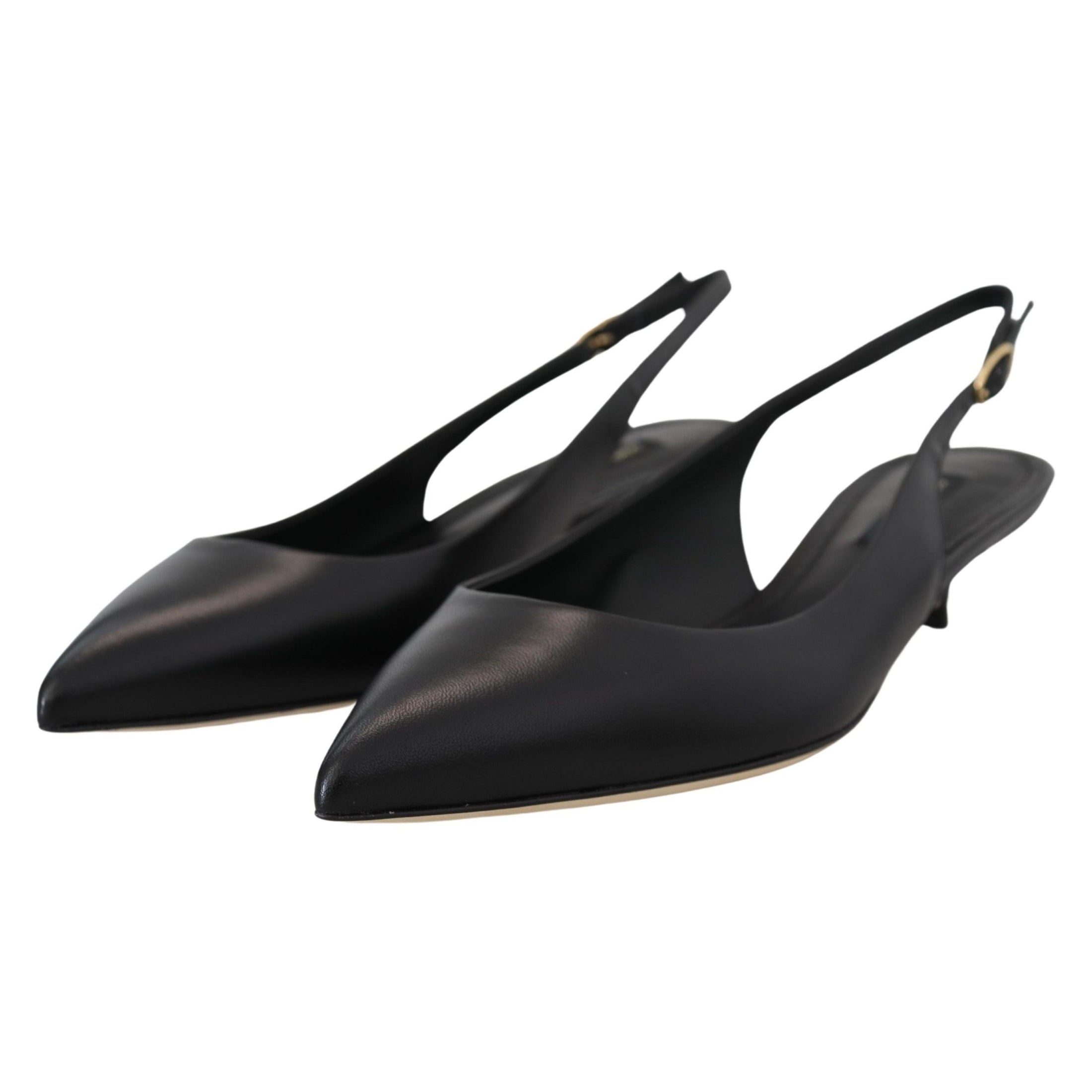 Elegant Black Leather Slingback Pumps