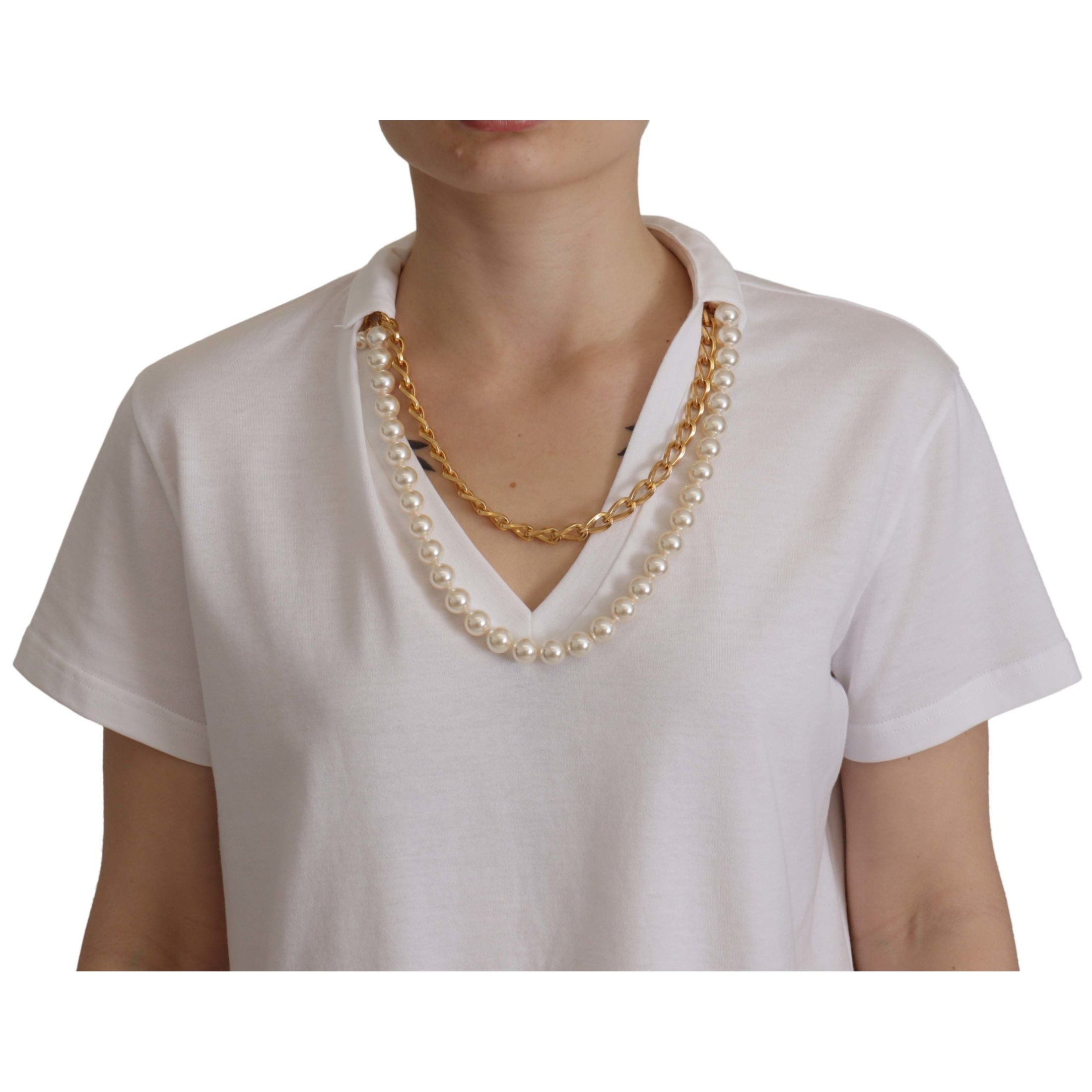 Stunning V-Neckline Logo Embellished Tee