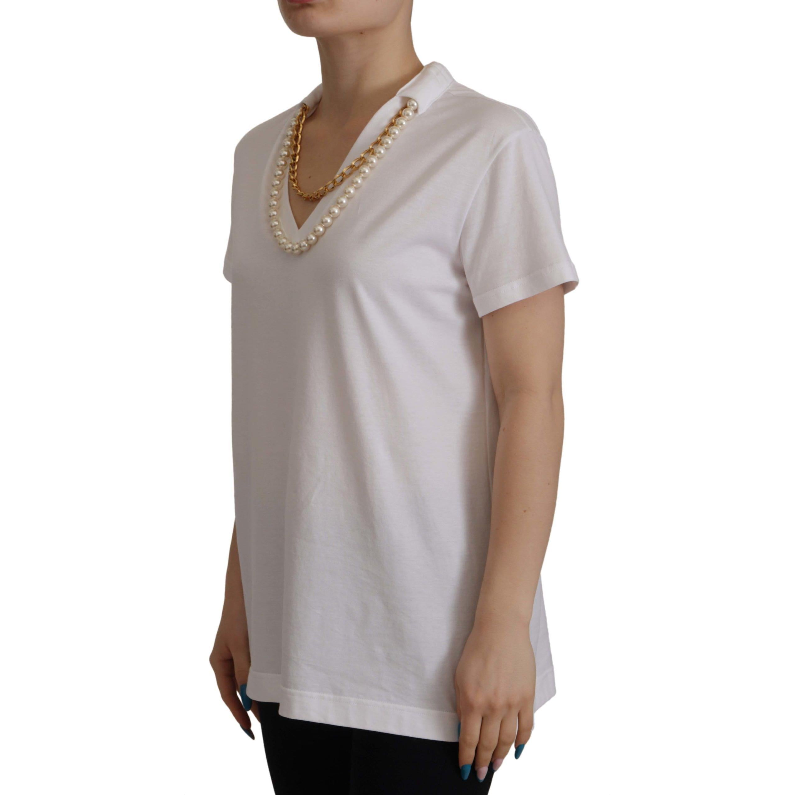 Stunning V-Neckline Logo Embellished Tee