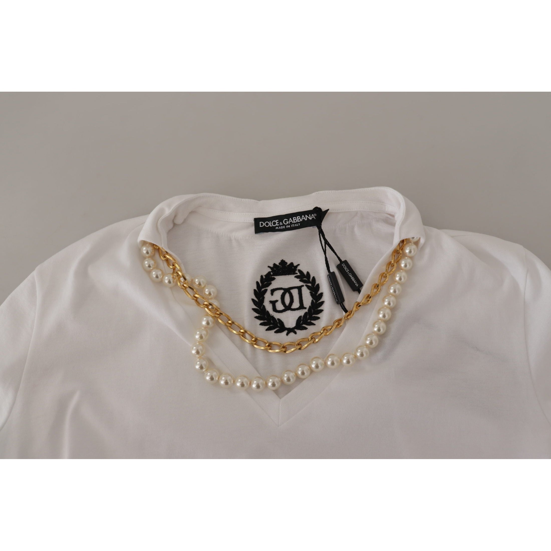 Stunning V-Neckline Logo Embellished Tee