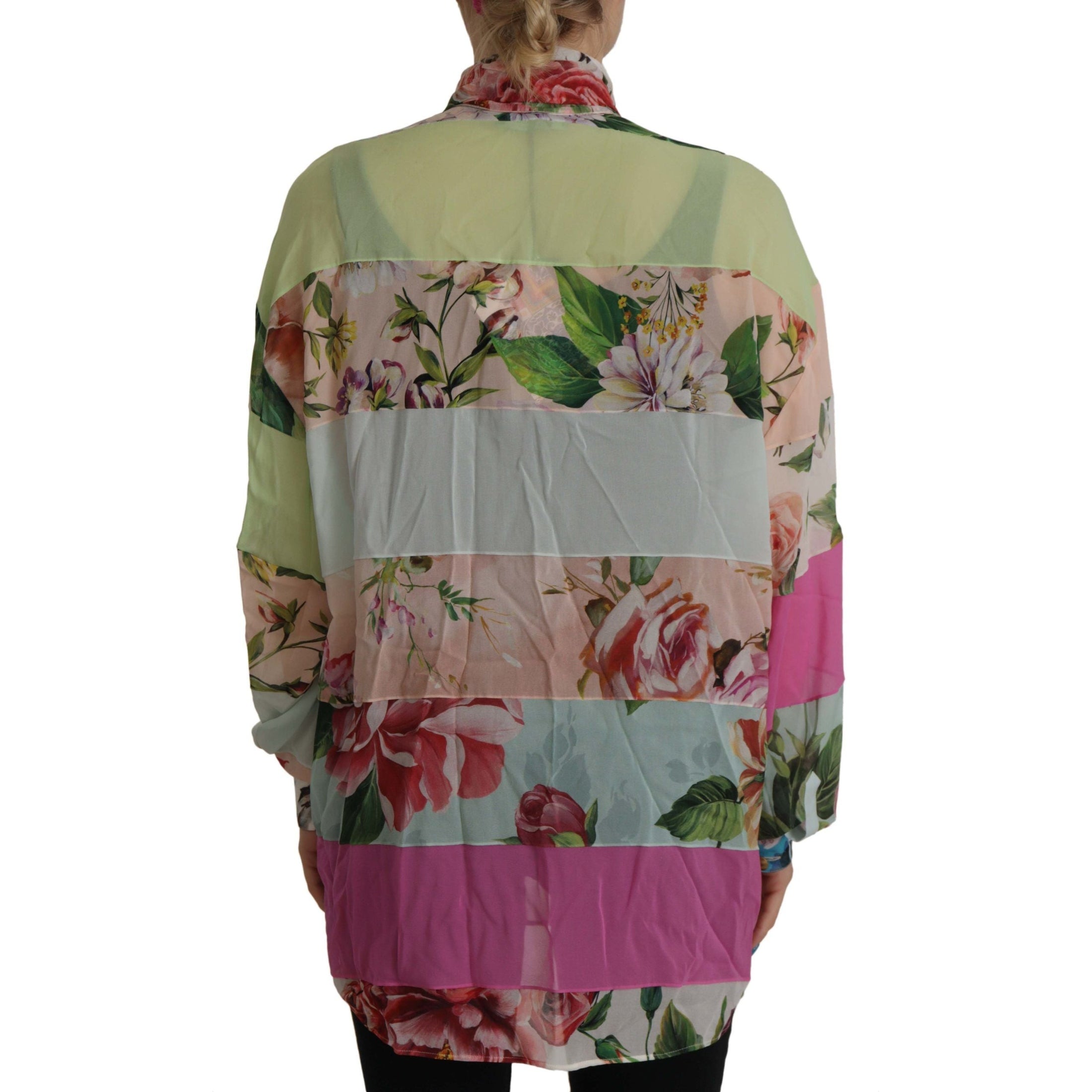 Elegant Floral Patchwork Silk Blouse