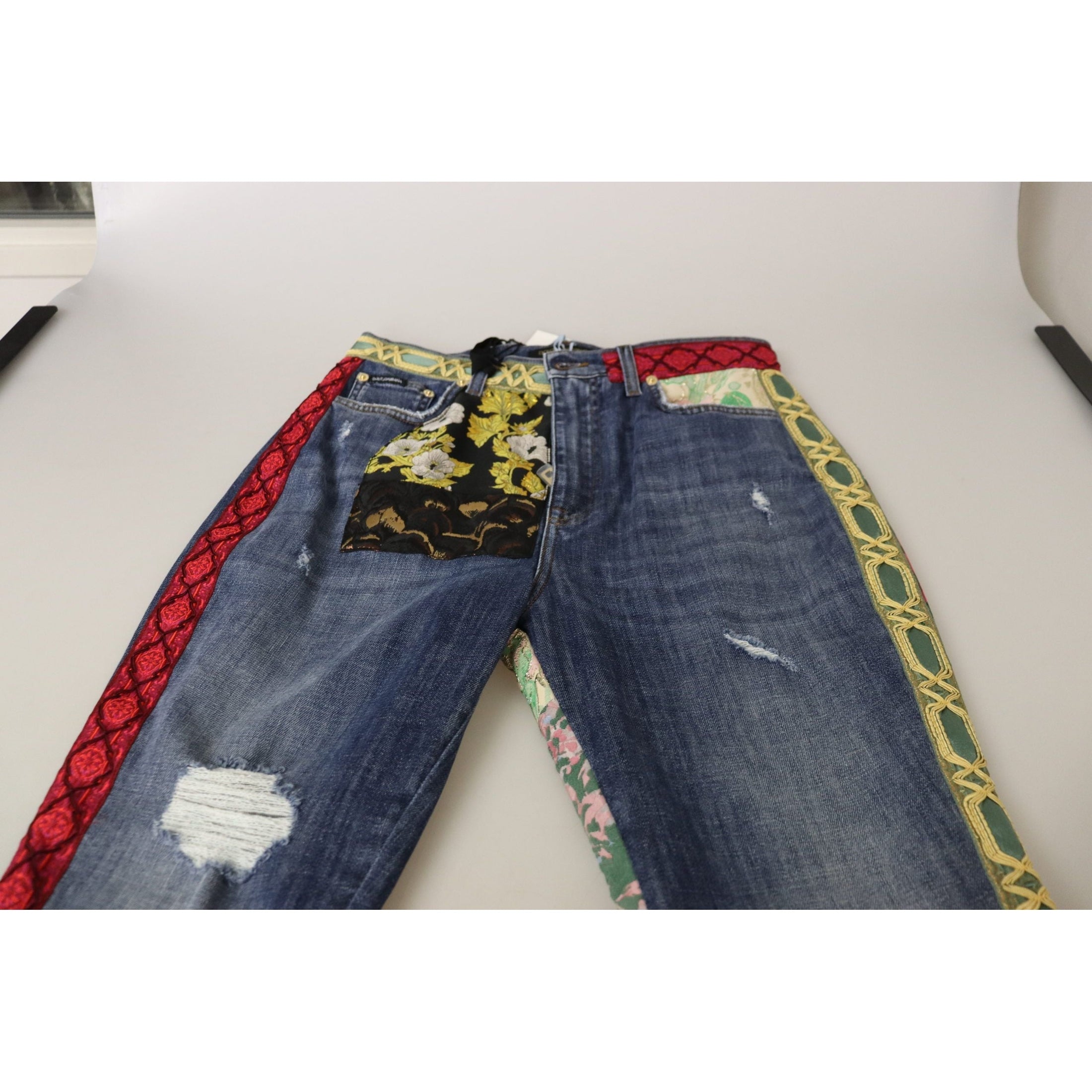 High Waist Patchwork Skinny Denim