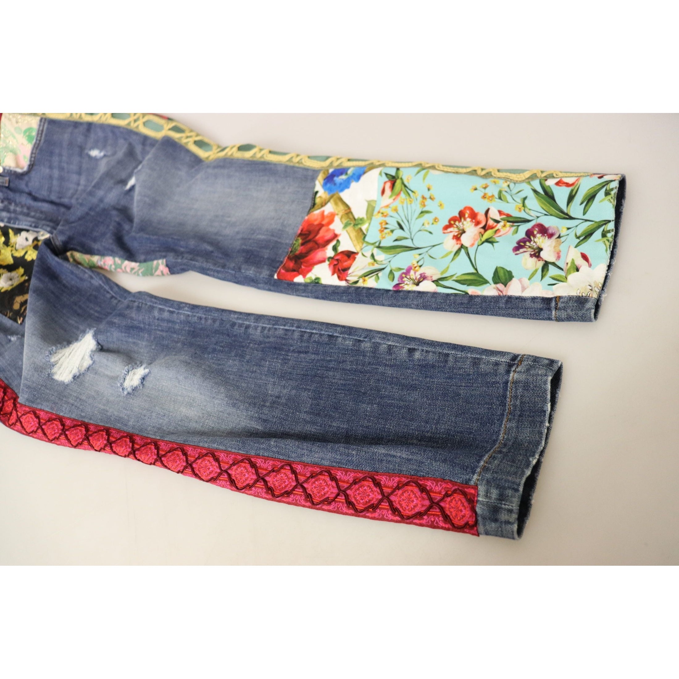 High Waist Patchwork Skinny Denim