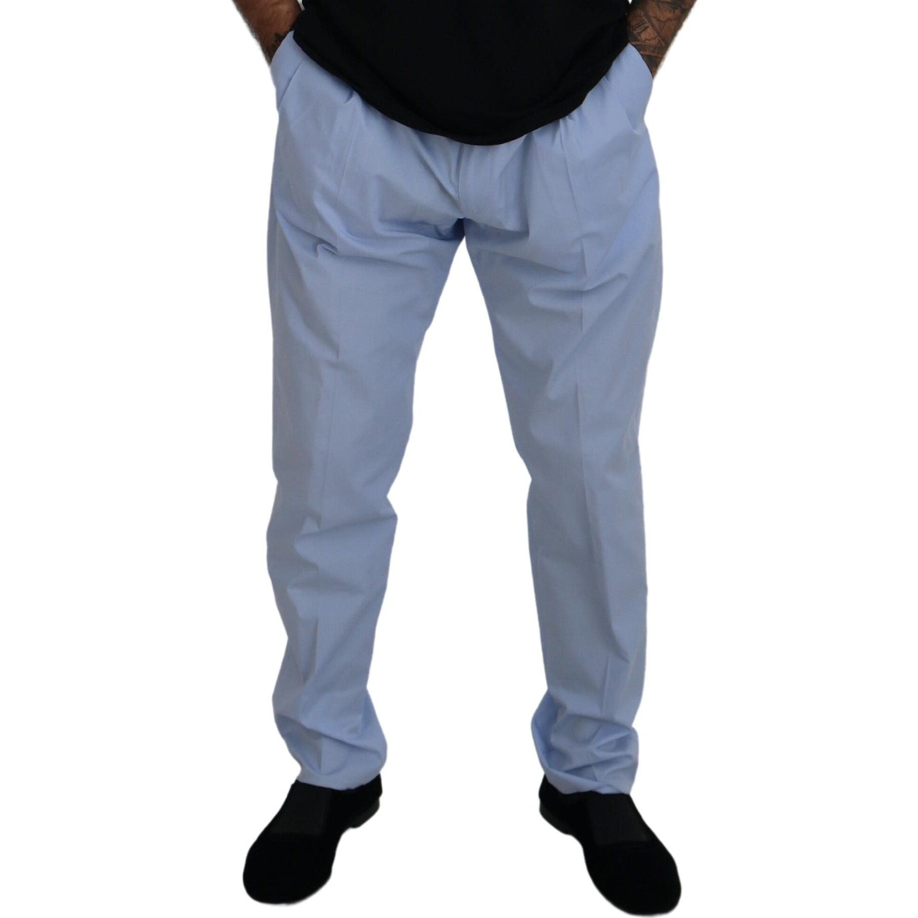 Elegant Slim Fit Chinos In Light Blue