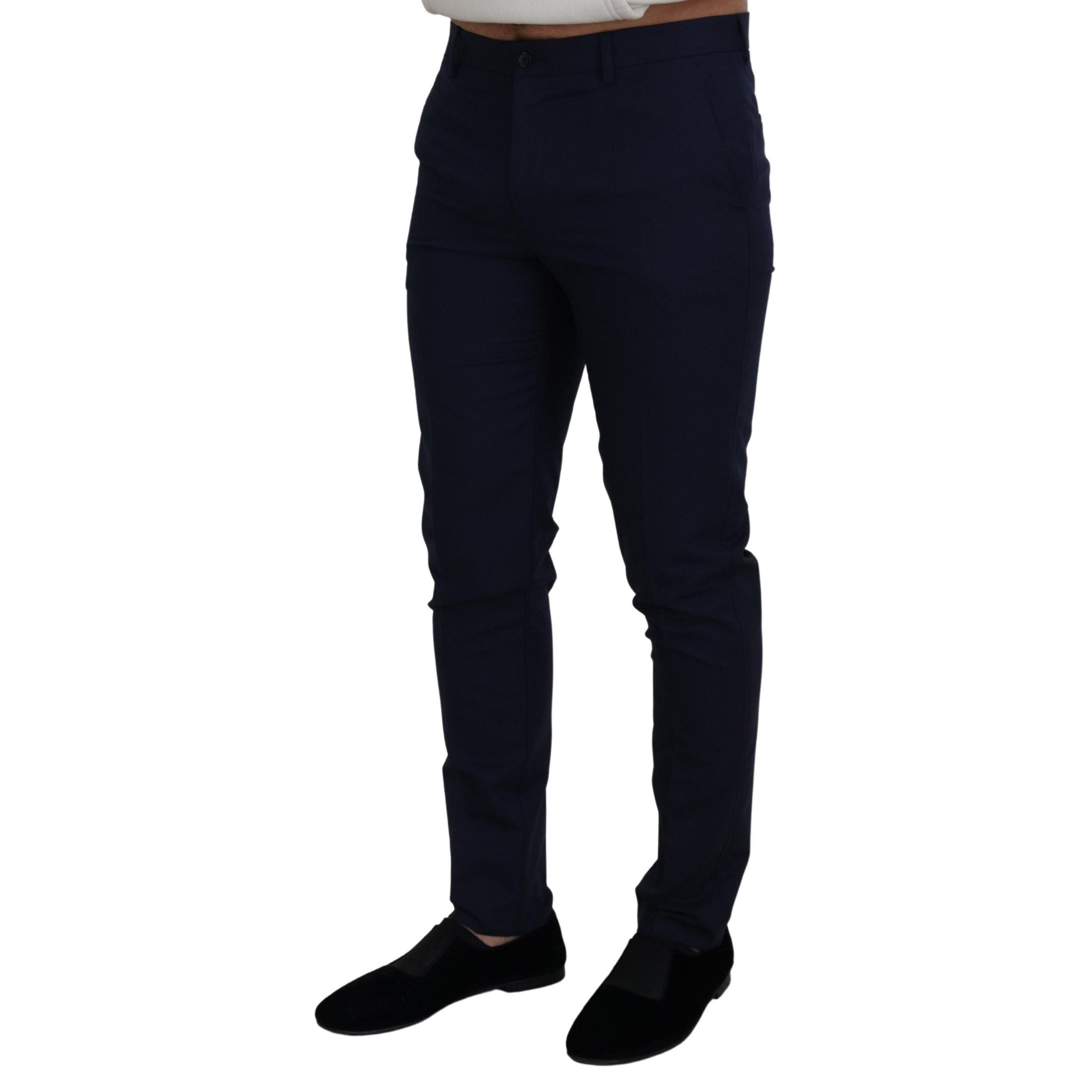 Elegant Slim Fit Blue Dress Pants