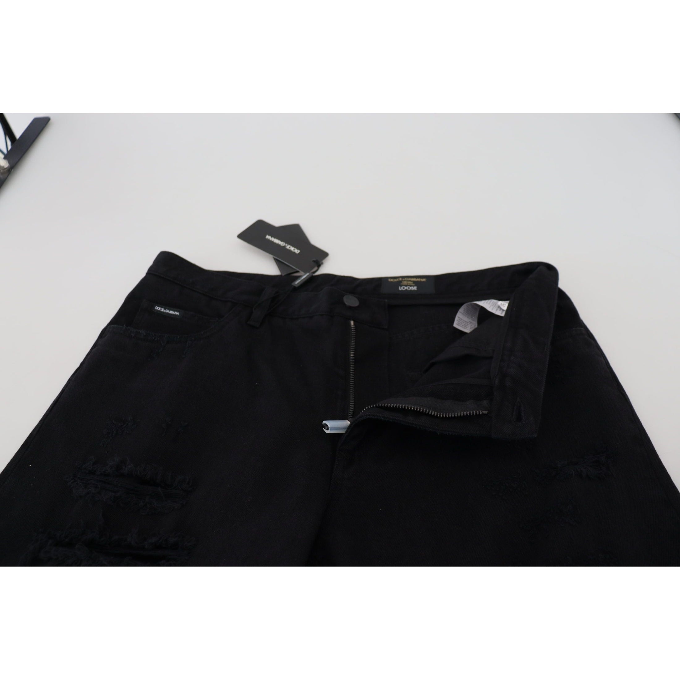 Elegant Black Loose Fit Italian Jeans