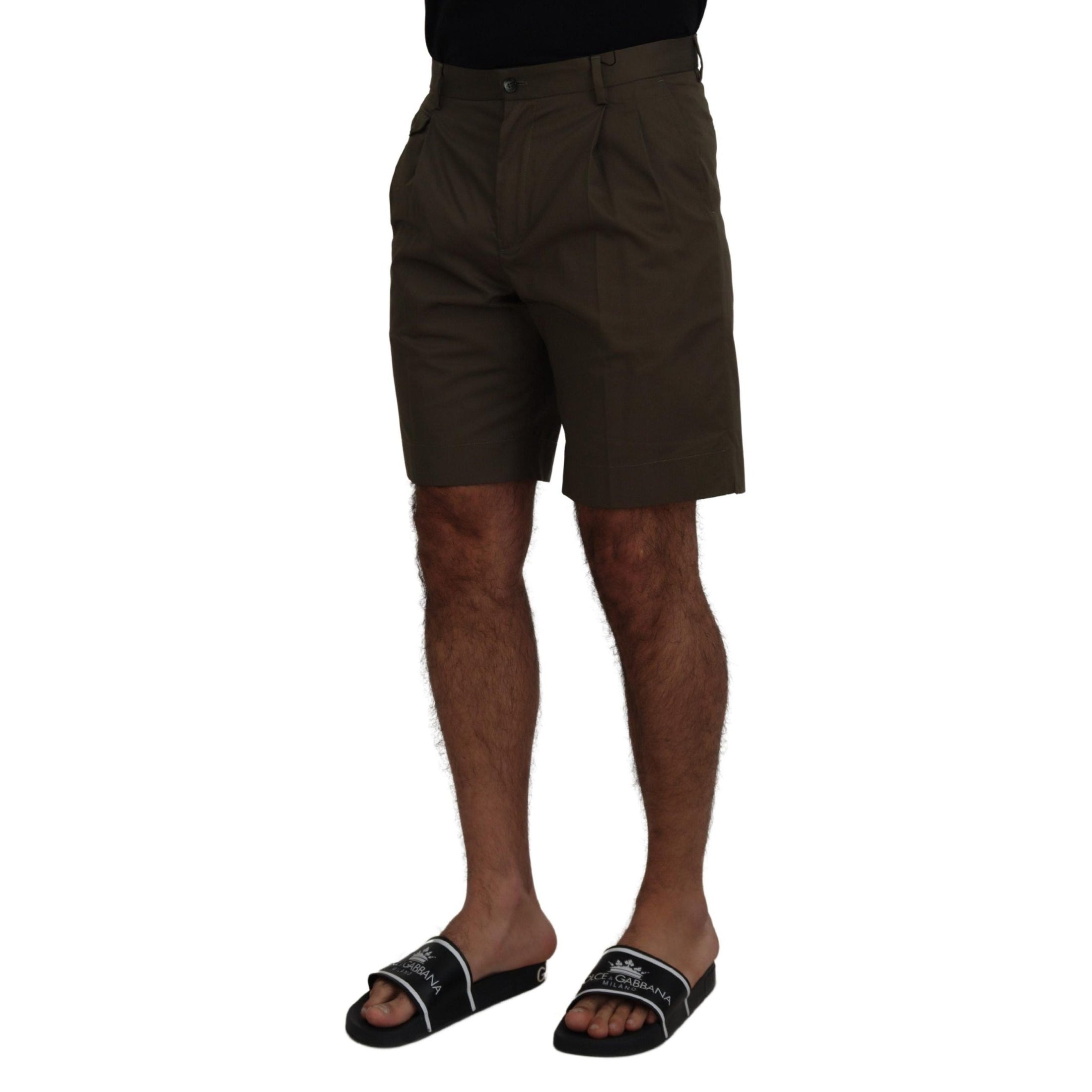 Elegant Green Cotton Chino Shorts