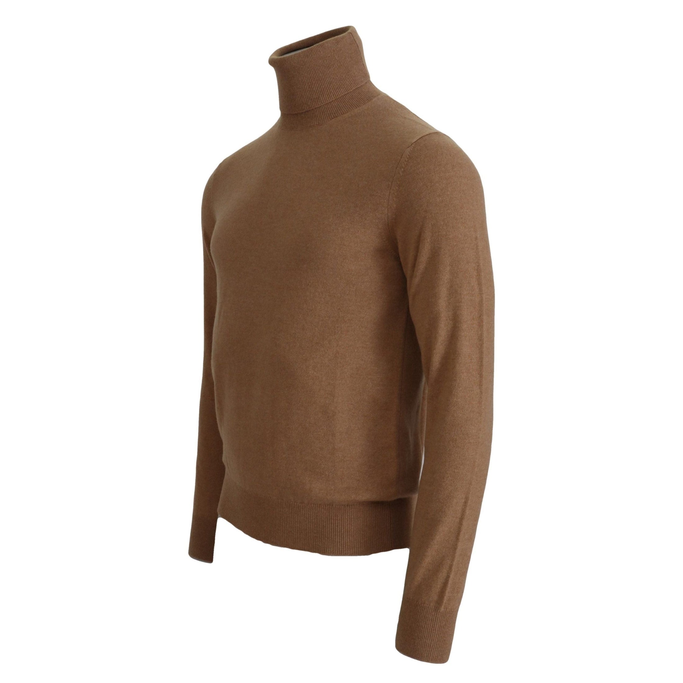 Beige Cashmere Turtleneck Pullover Sweater